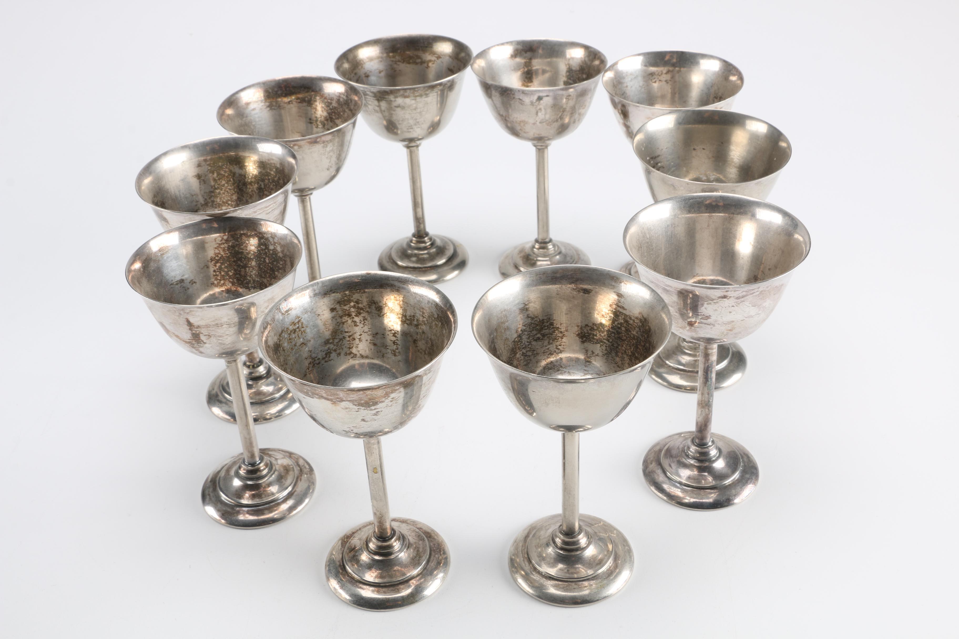 Silver Plated Punch Bowl and Goblet Set