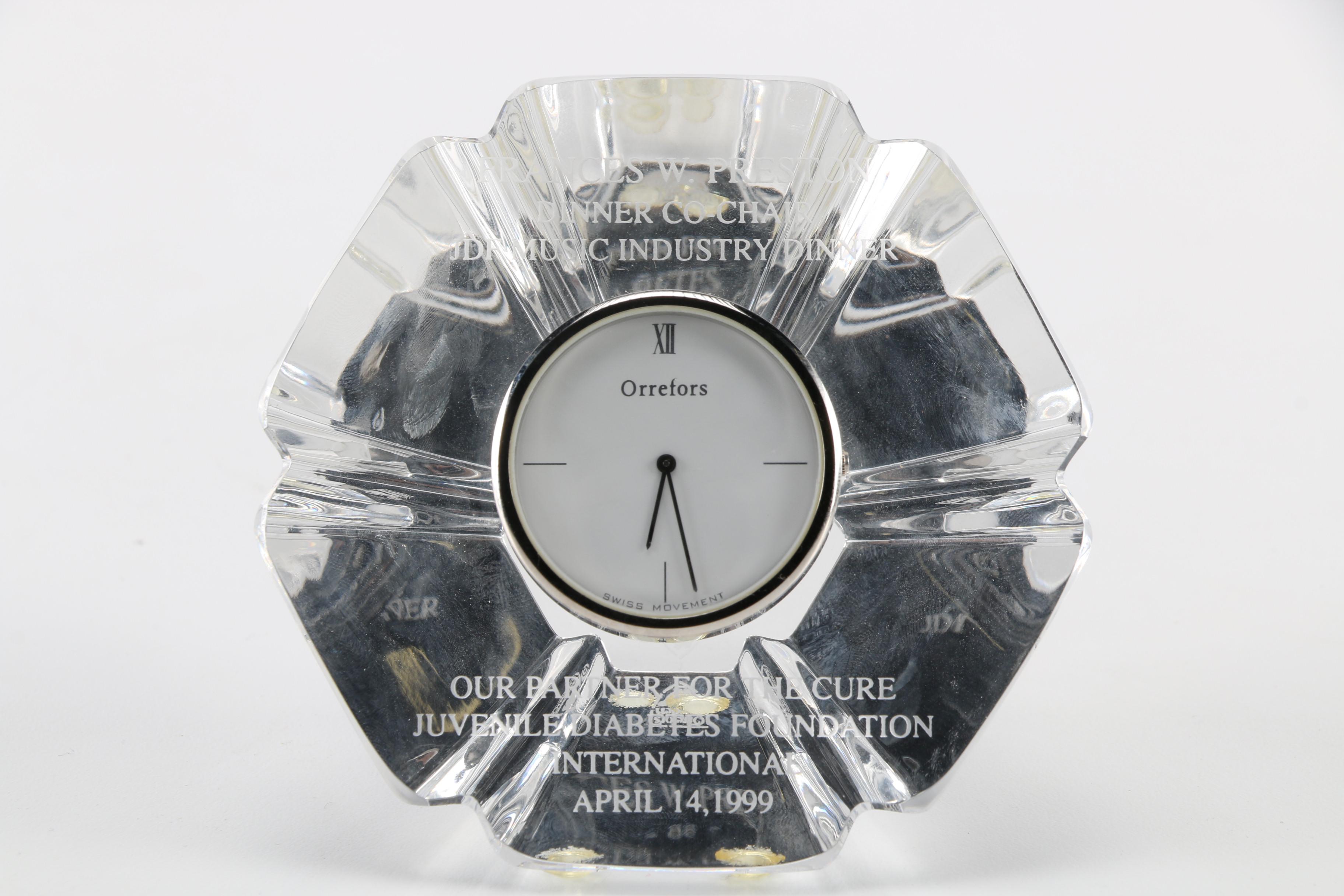 Personalized Orrefors Crystal Desk Clock