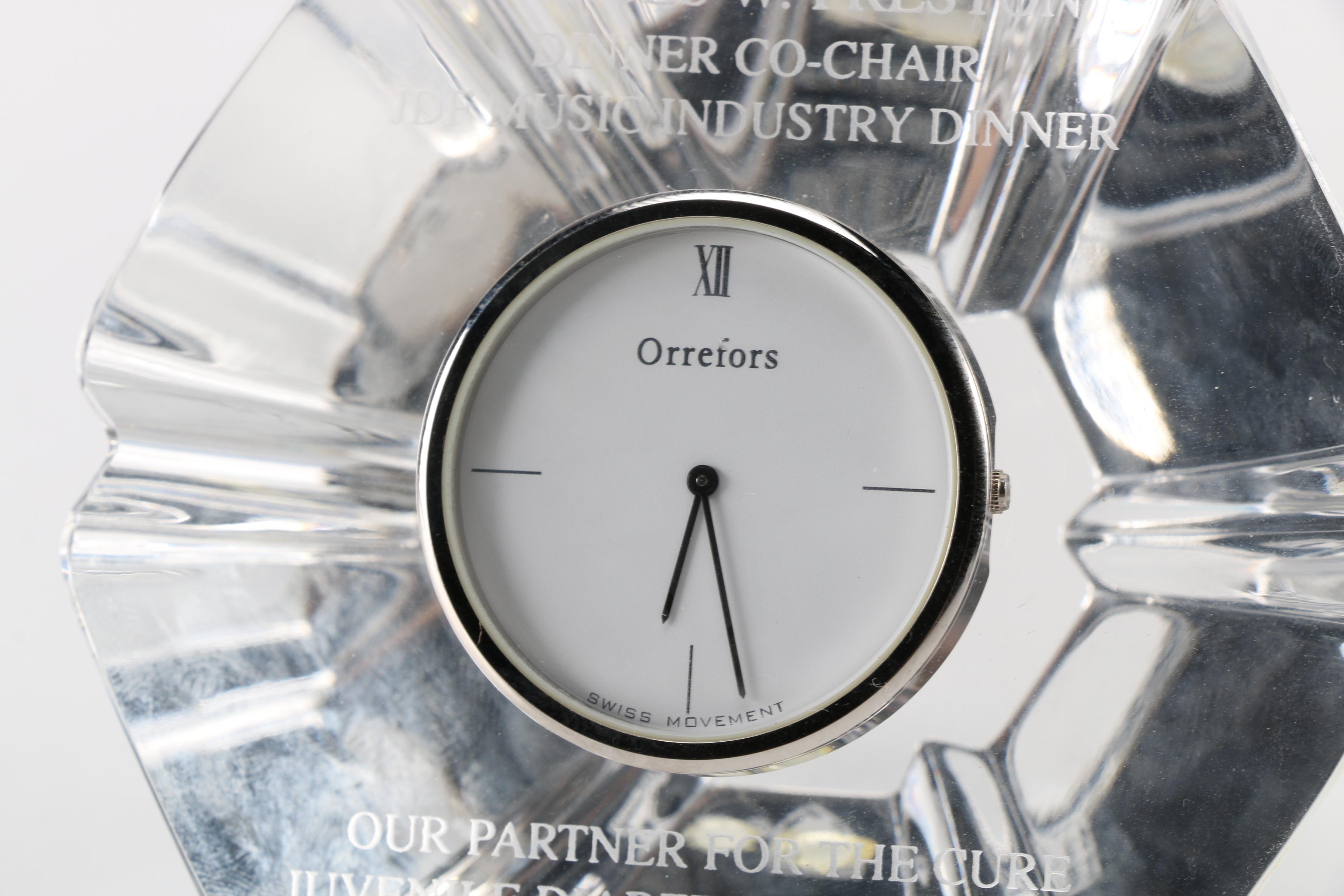 Personalized Orrefors Crystal Desk Clock