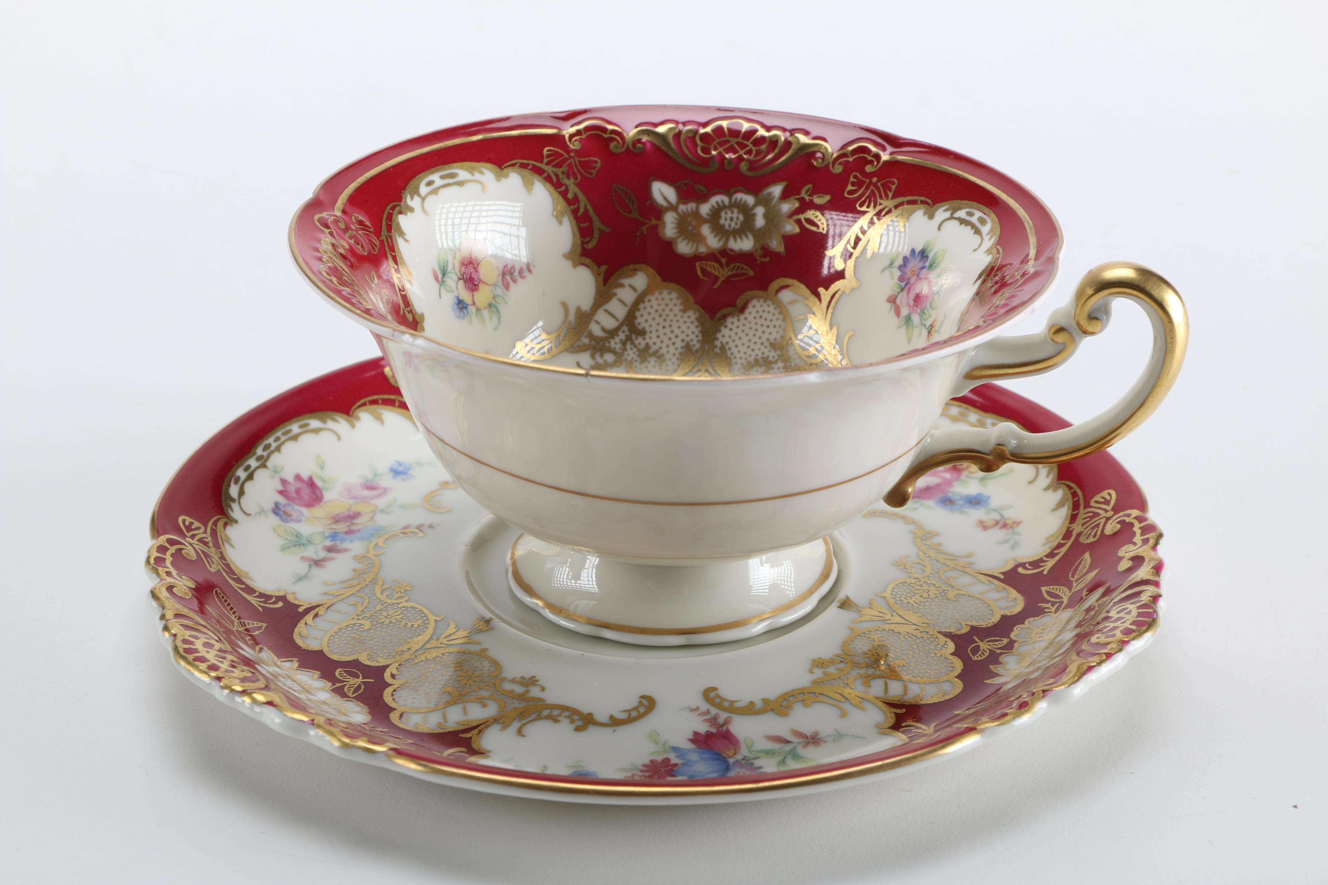 Royal Tettau "ROT243" Red and Gold Tea China