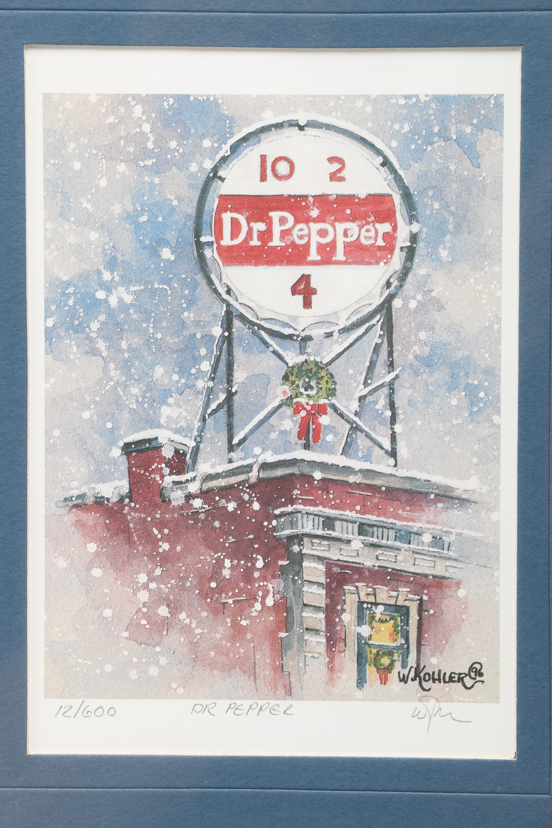 William  Kohler Limited Edition Offset Lithographs  "H&C Coffee" and "Dr. Pepper"