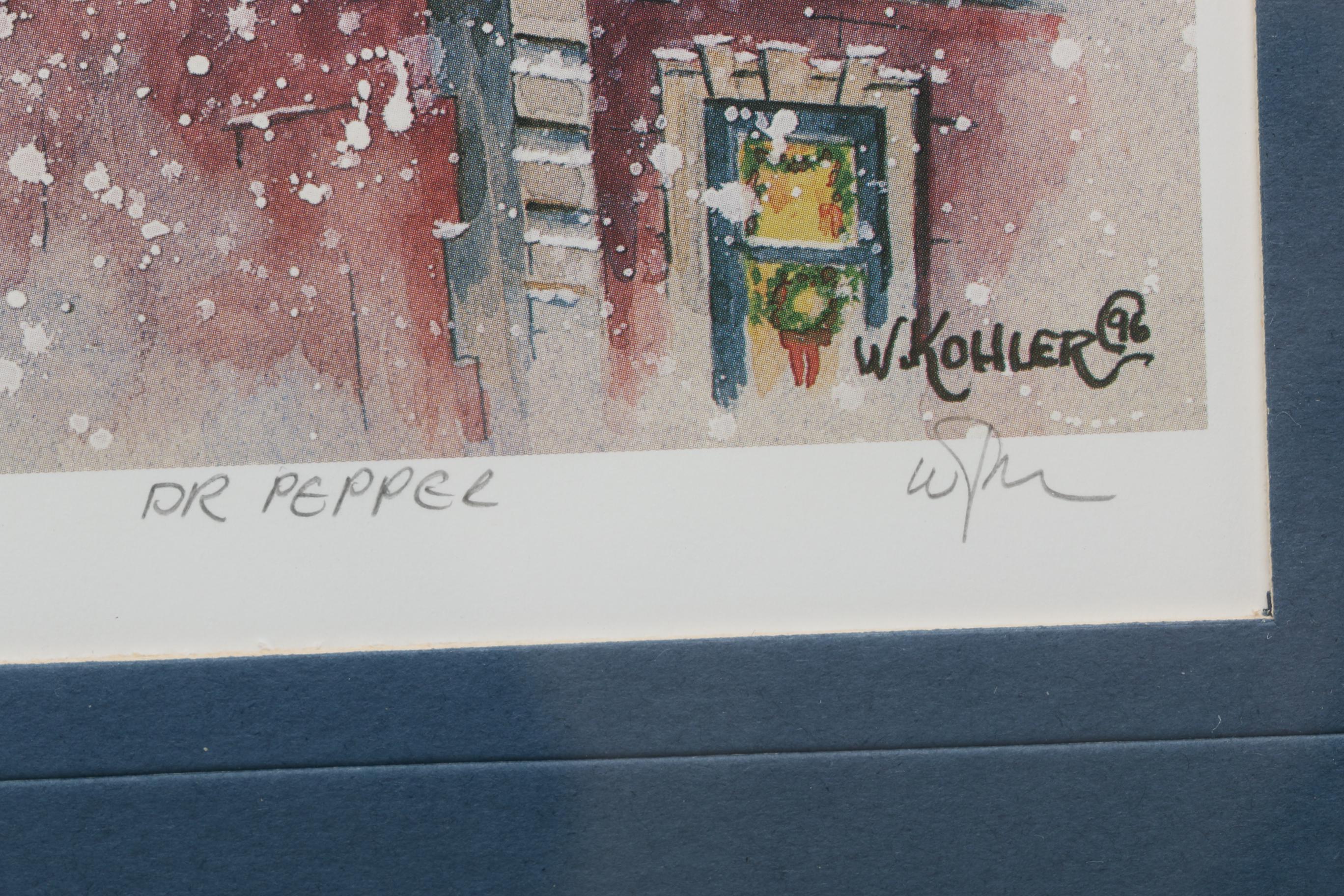 William  Kohler Limited Edition Offset Lithographs  "H&C Coffee" and "Dr. Pepper"