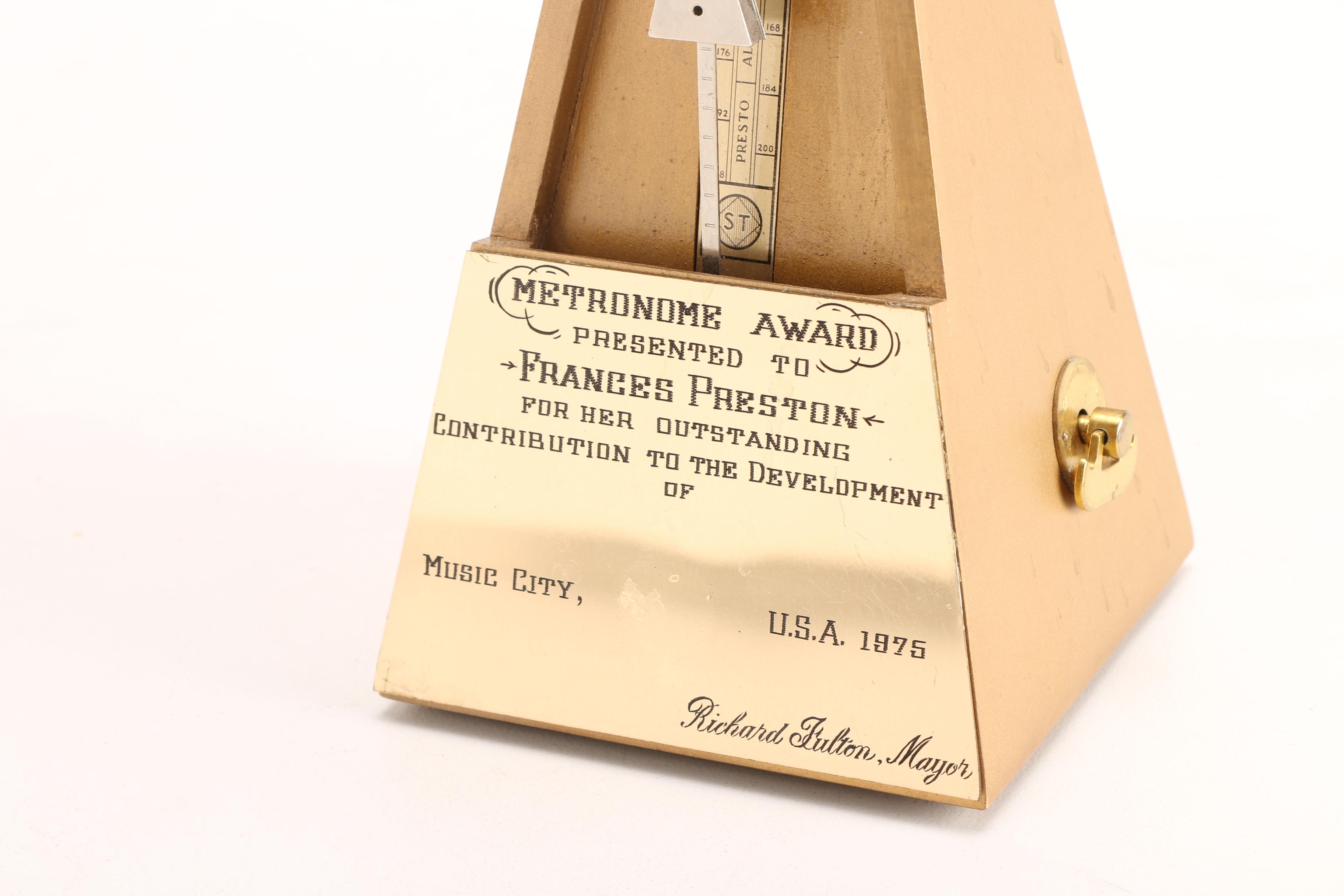 Vintage Metronome Award to Frances W. Preston