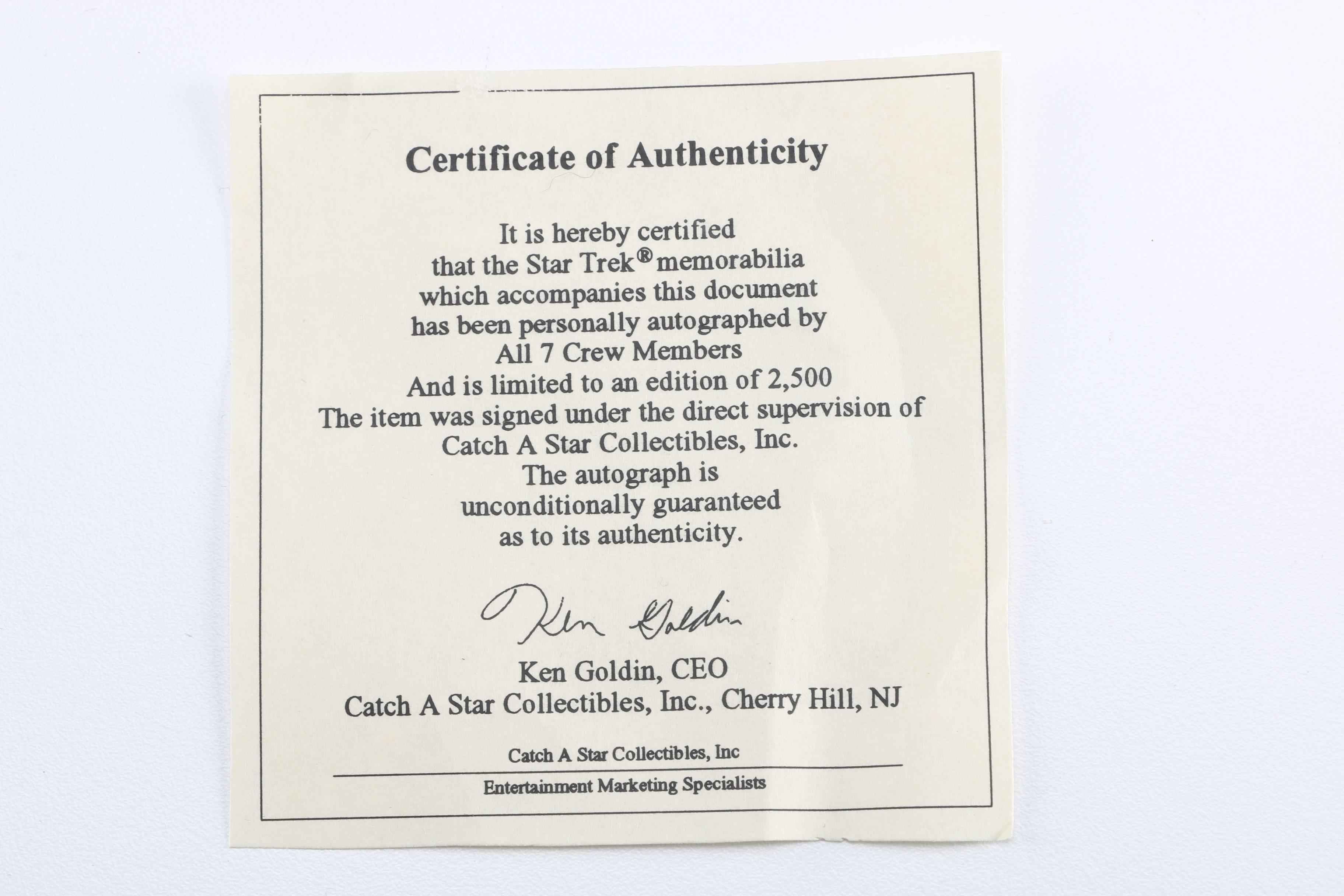 "Star Trek: The Original Series" Signed Cast Photo with Plaque