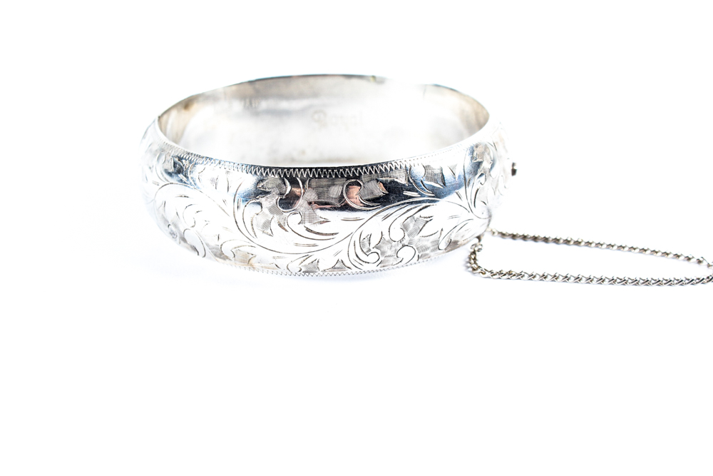 Sterling Silver Hinged Bangle