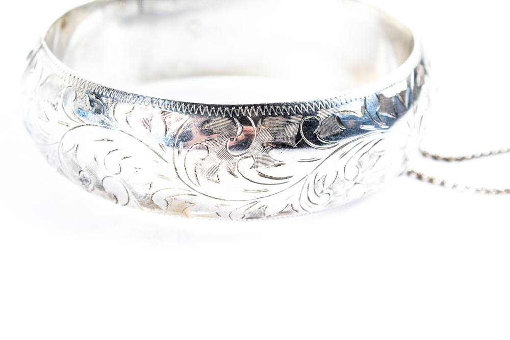 Sterling Silver Hinged Bangle