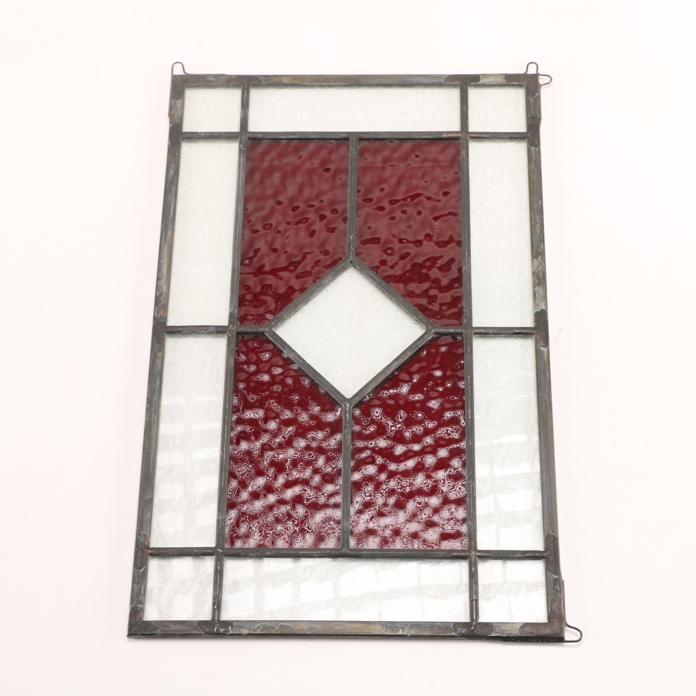 Leaded Red Stained Glass Panel