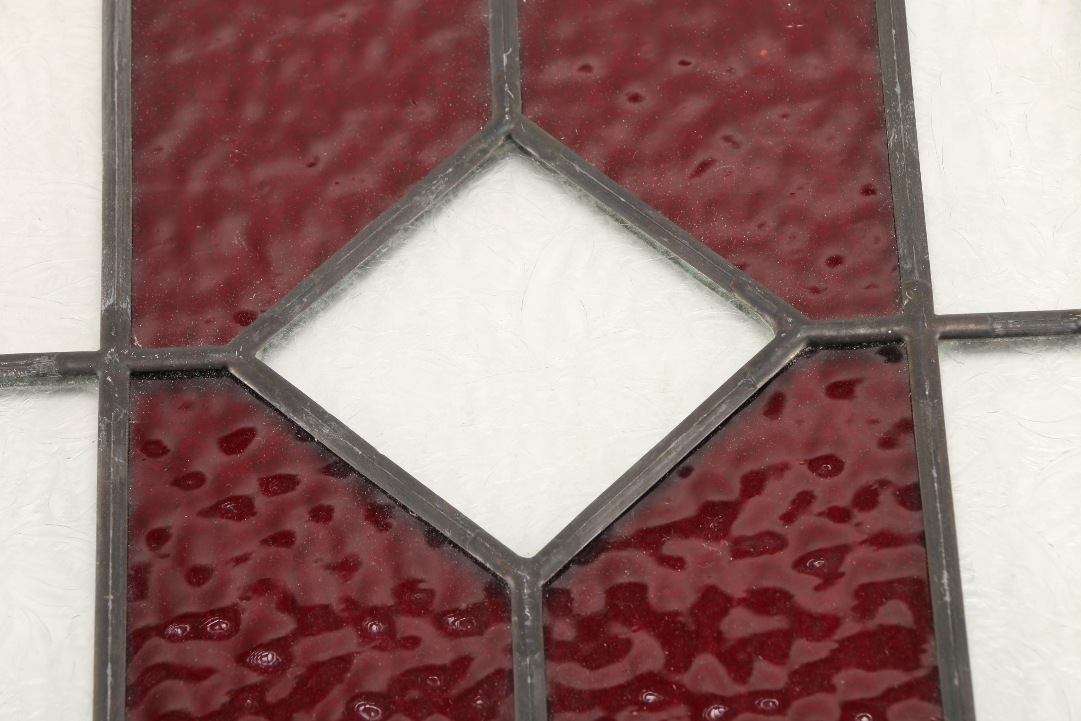 Leaded Red Stained Glass Panel