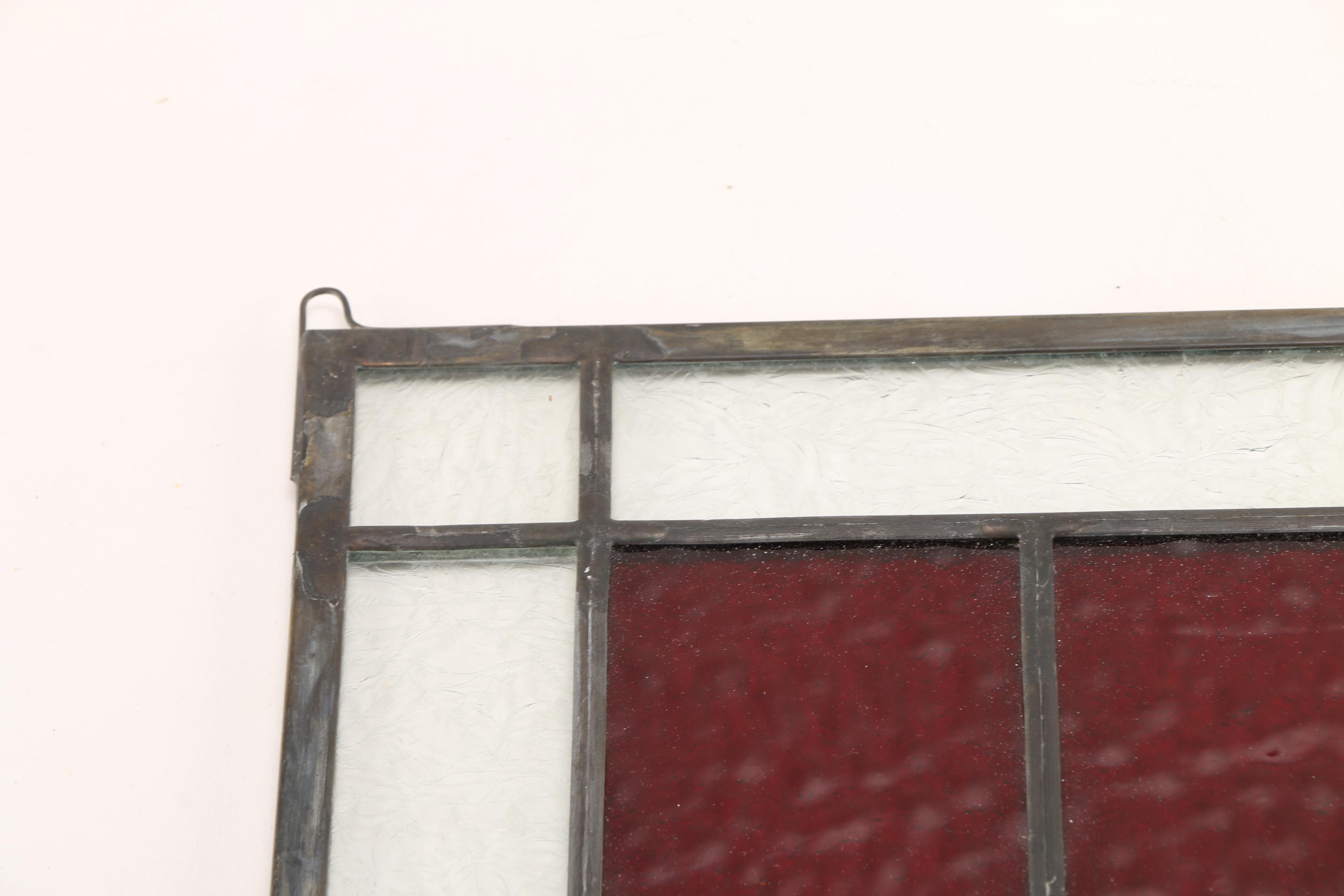 Leaded Red Stained Glass Panel