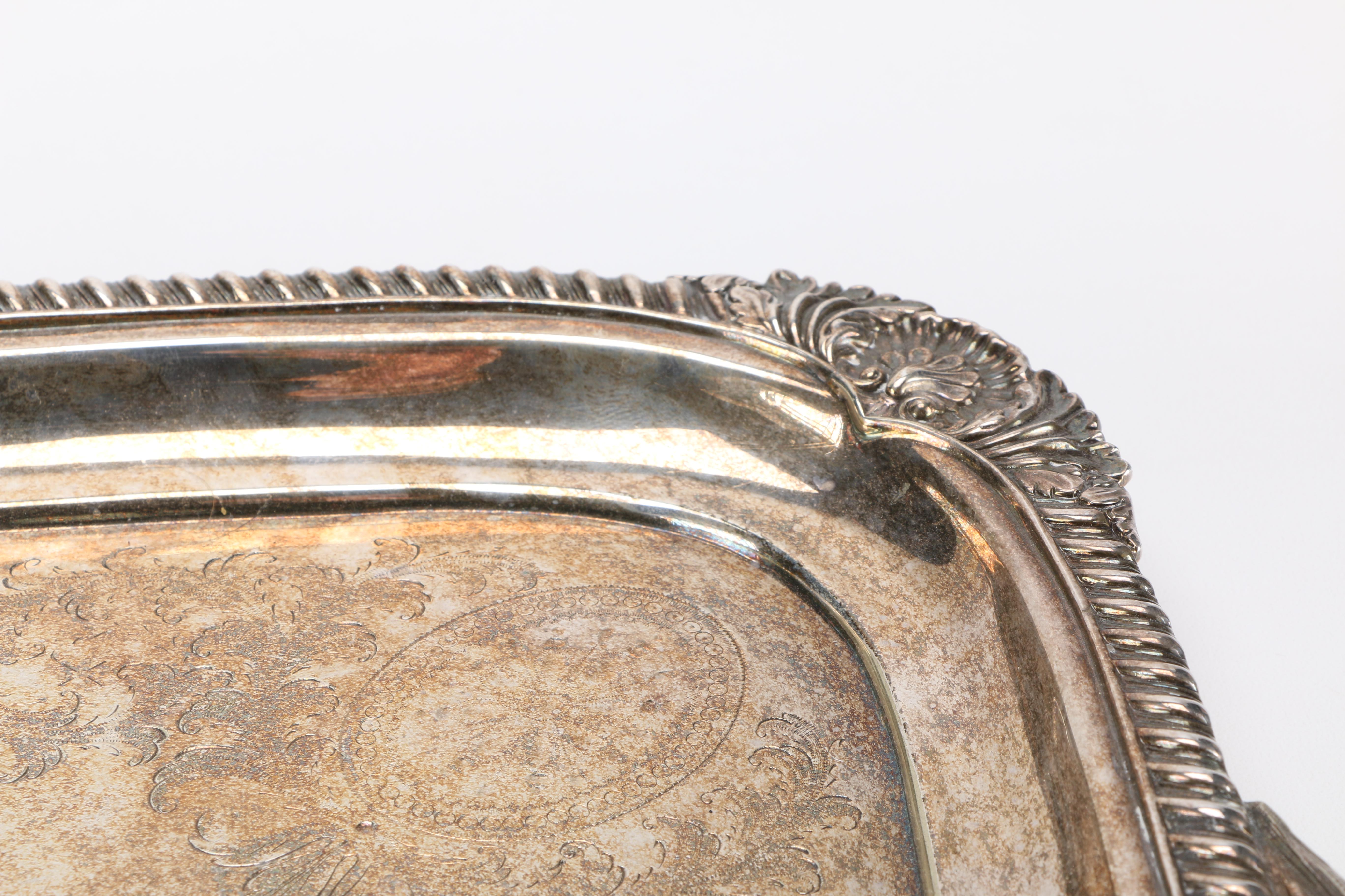 Pair of Large Silver Plate Serving Trays