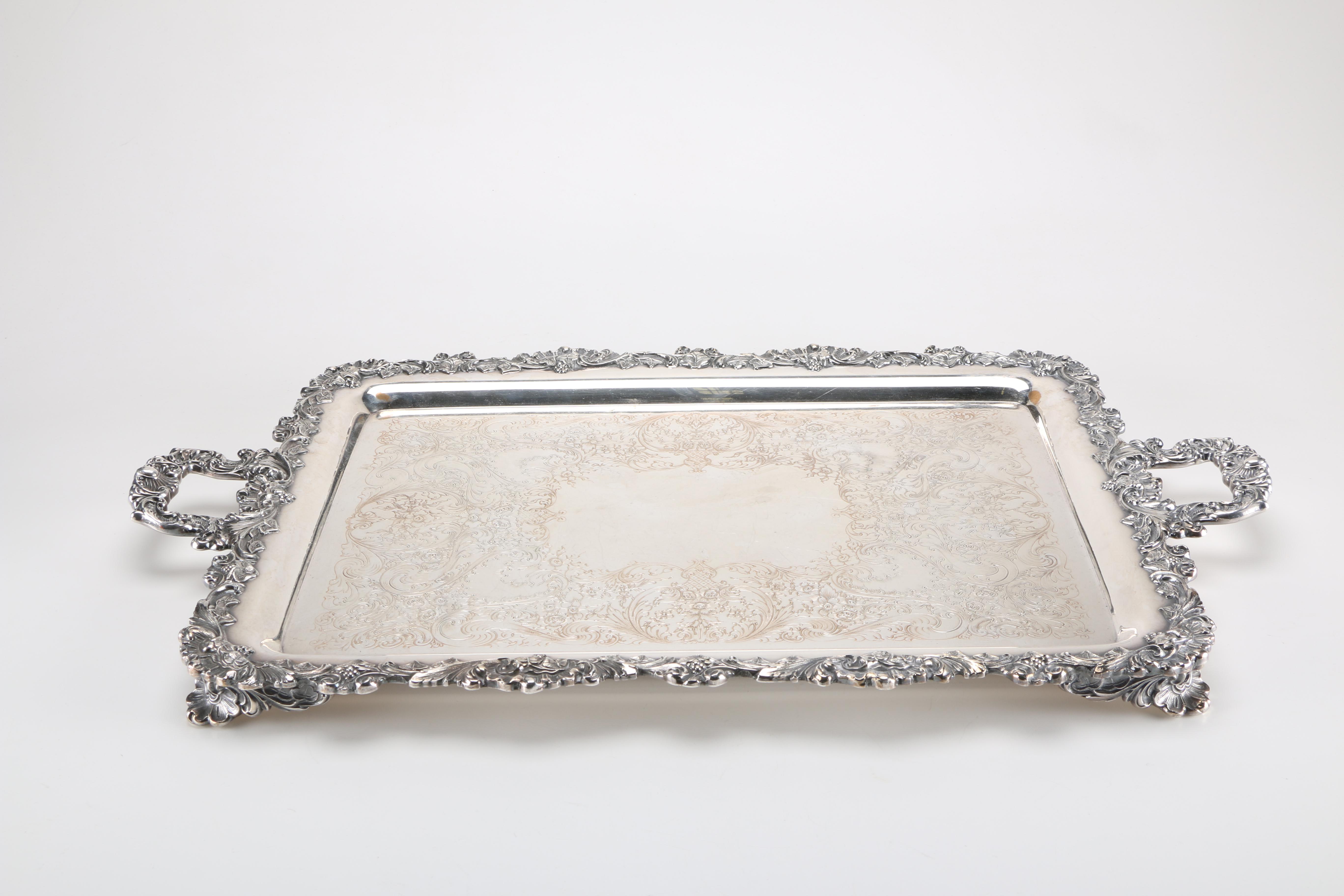 Pair of Large Silver Plate Serving Trays