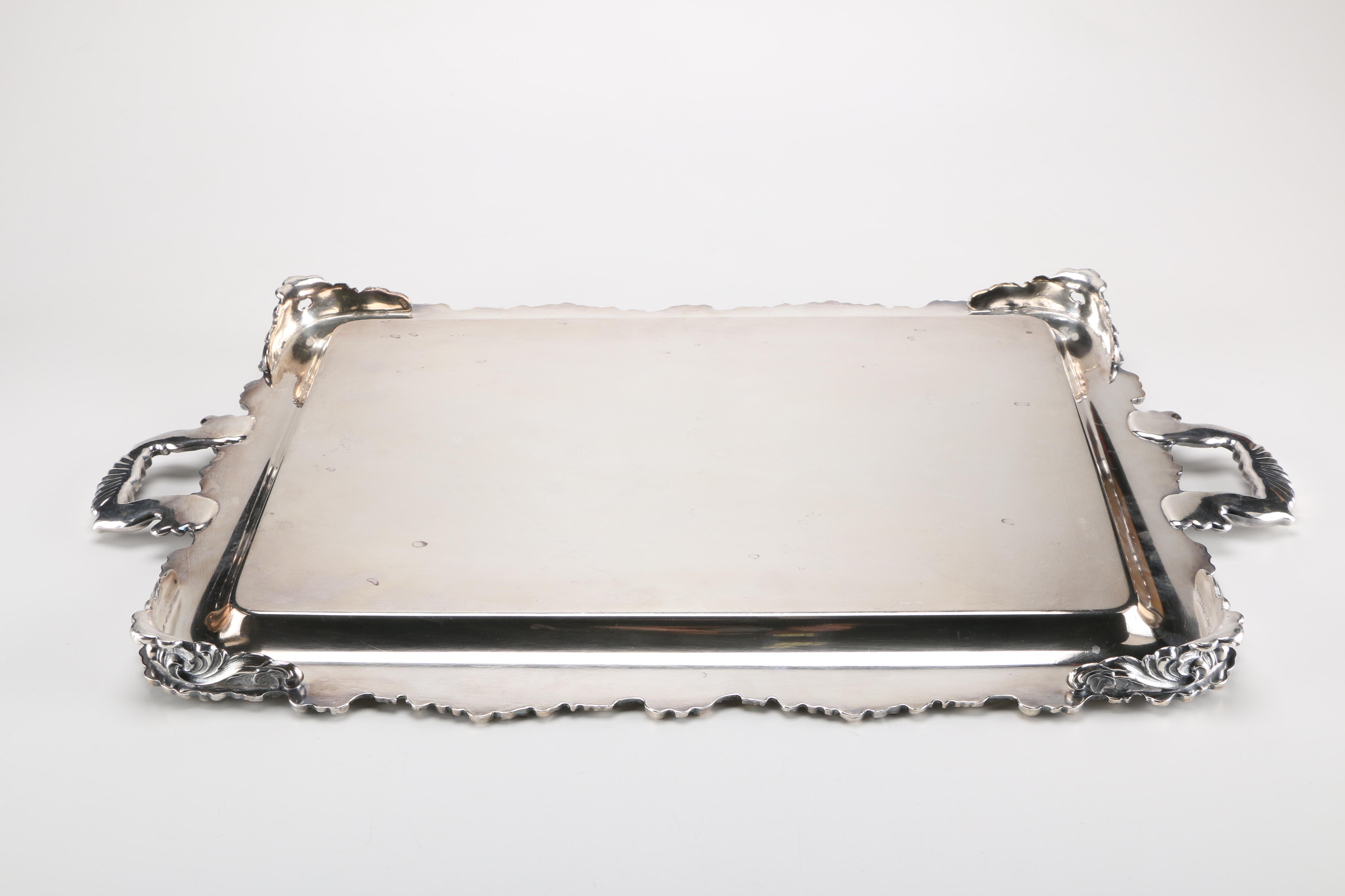 Pair of Large Silver Plate Serving Trays