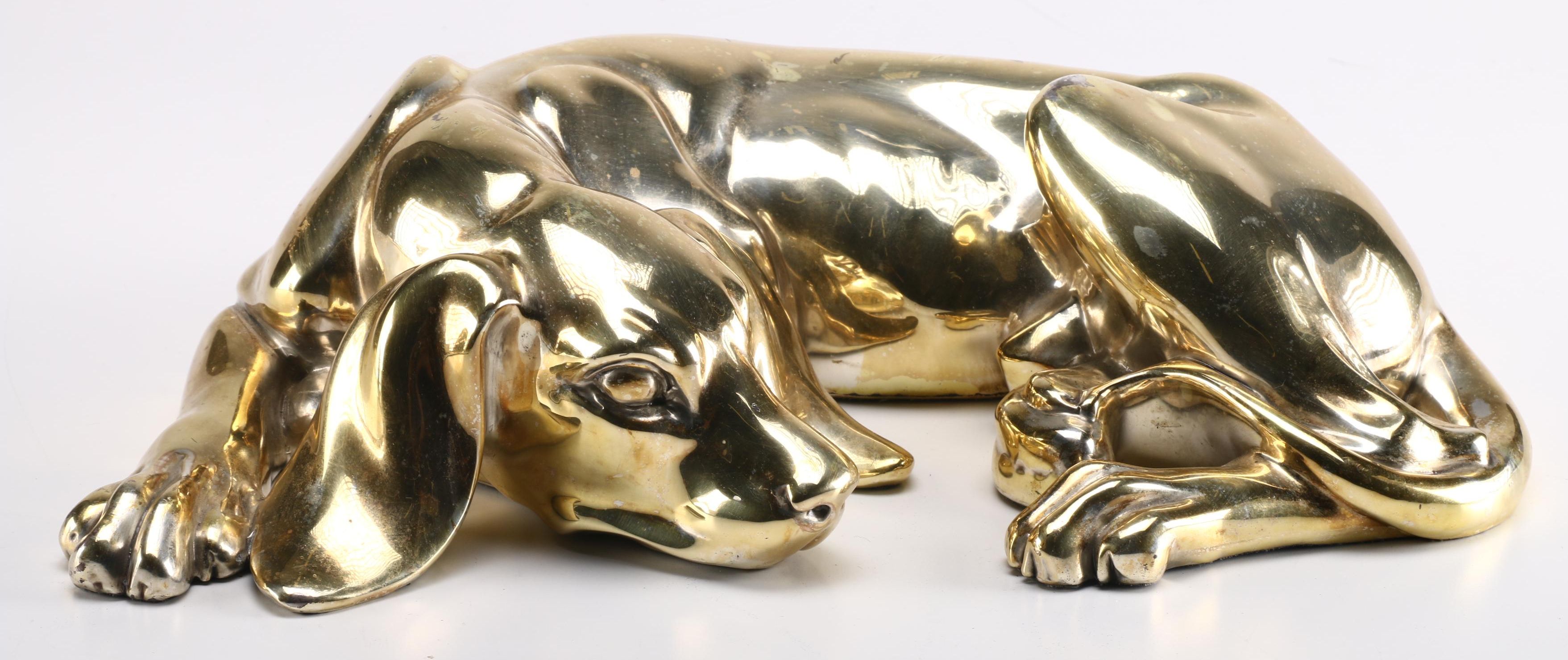 D'Argenta International Gold Tone Dog Statue