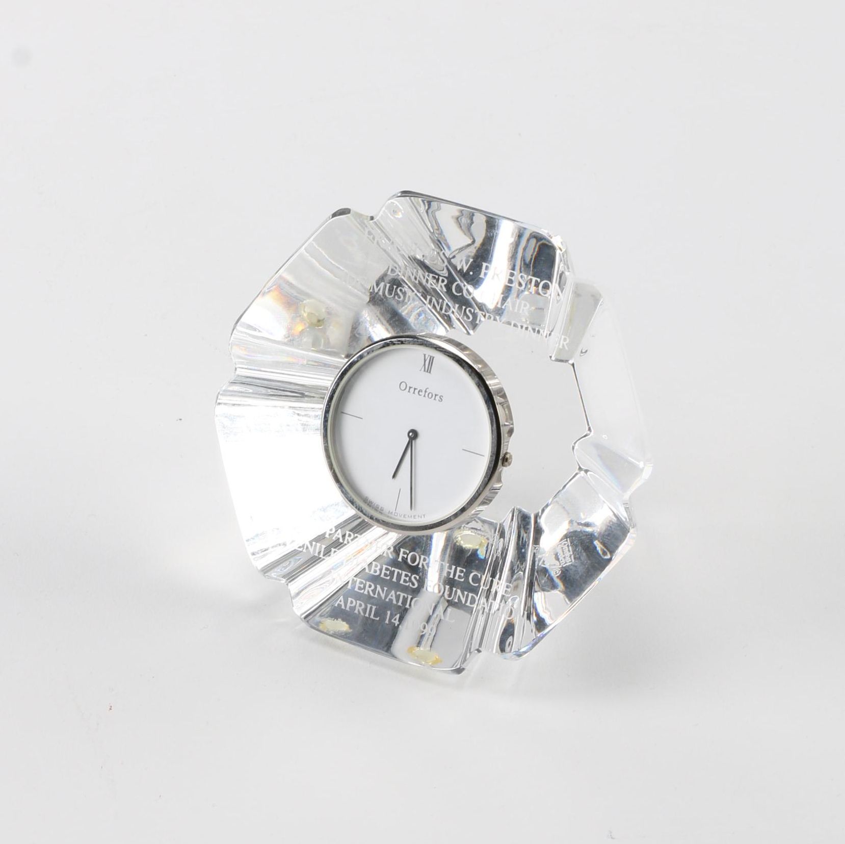 Personalized Orrefors Crystal Desk Clock