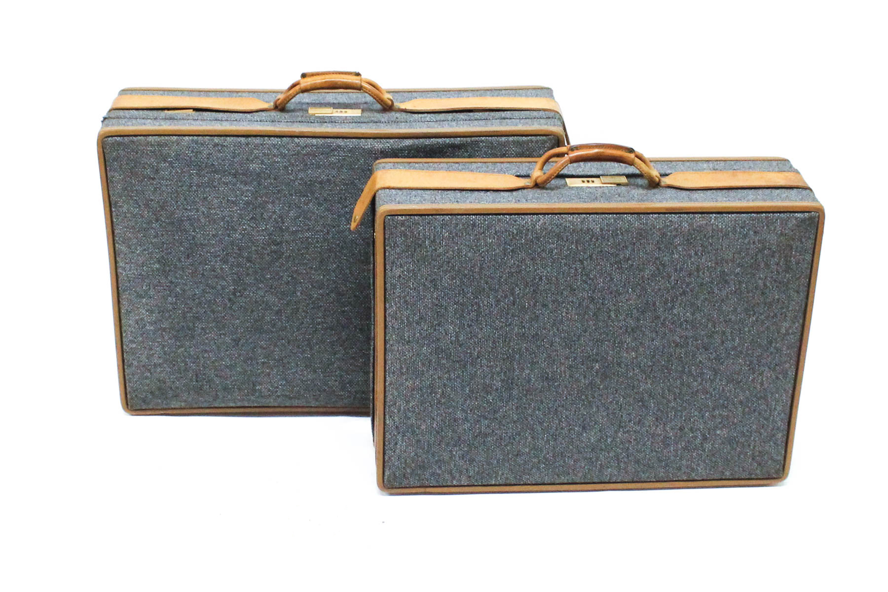 Pair Of Vintage Hartmann Luggage Cloth Suitcases