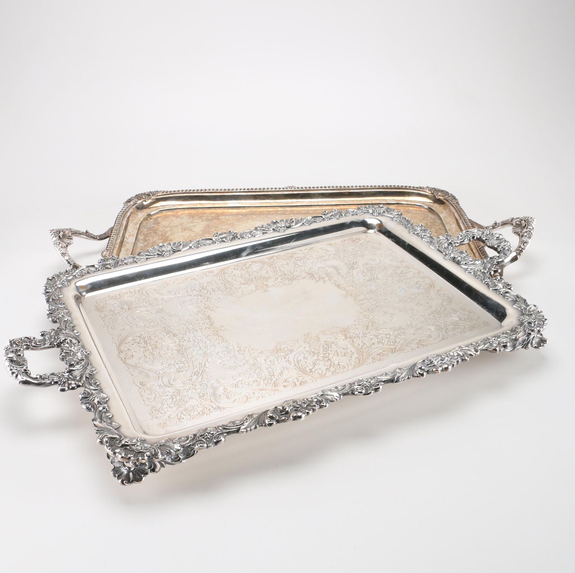 Pair of Large Silver Plate Serving Trays