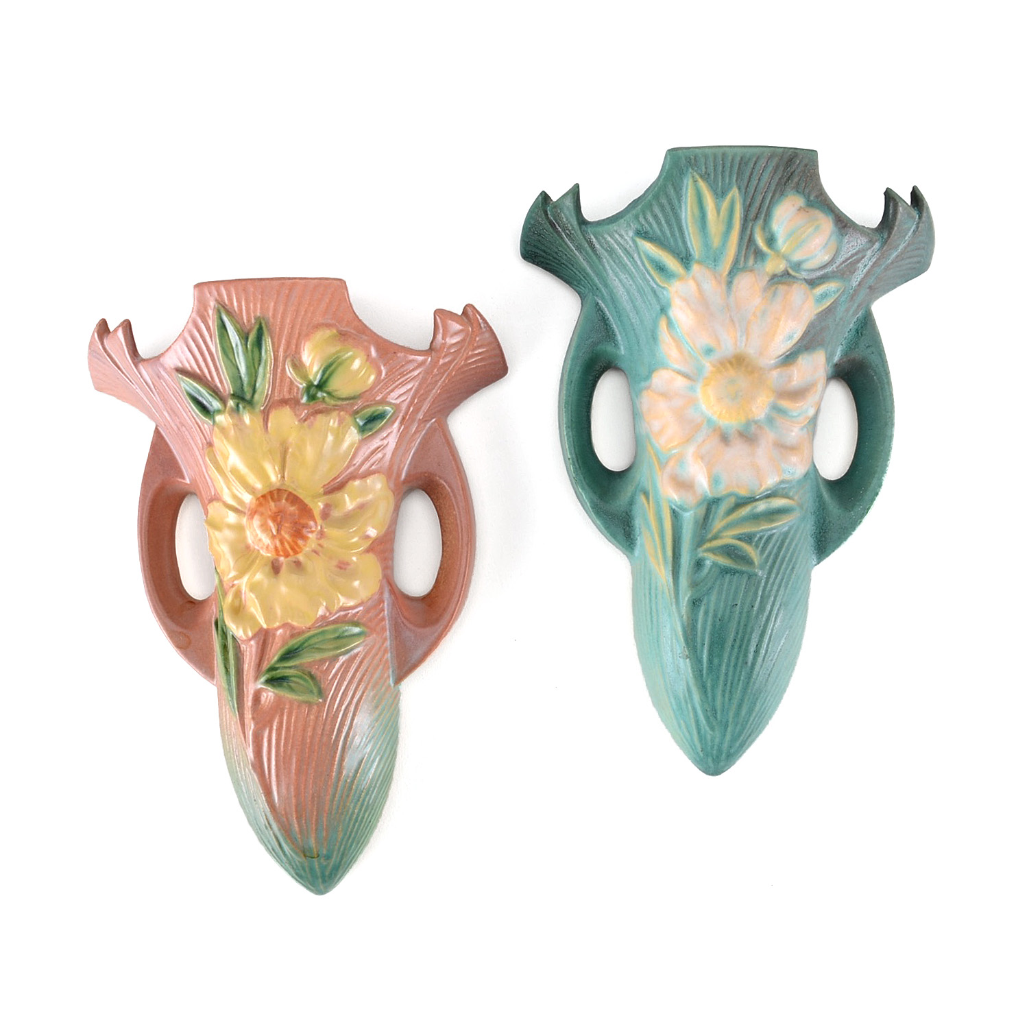 Roseville Pottery "Peony" Wall Pockets