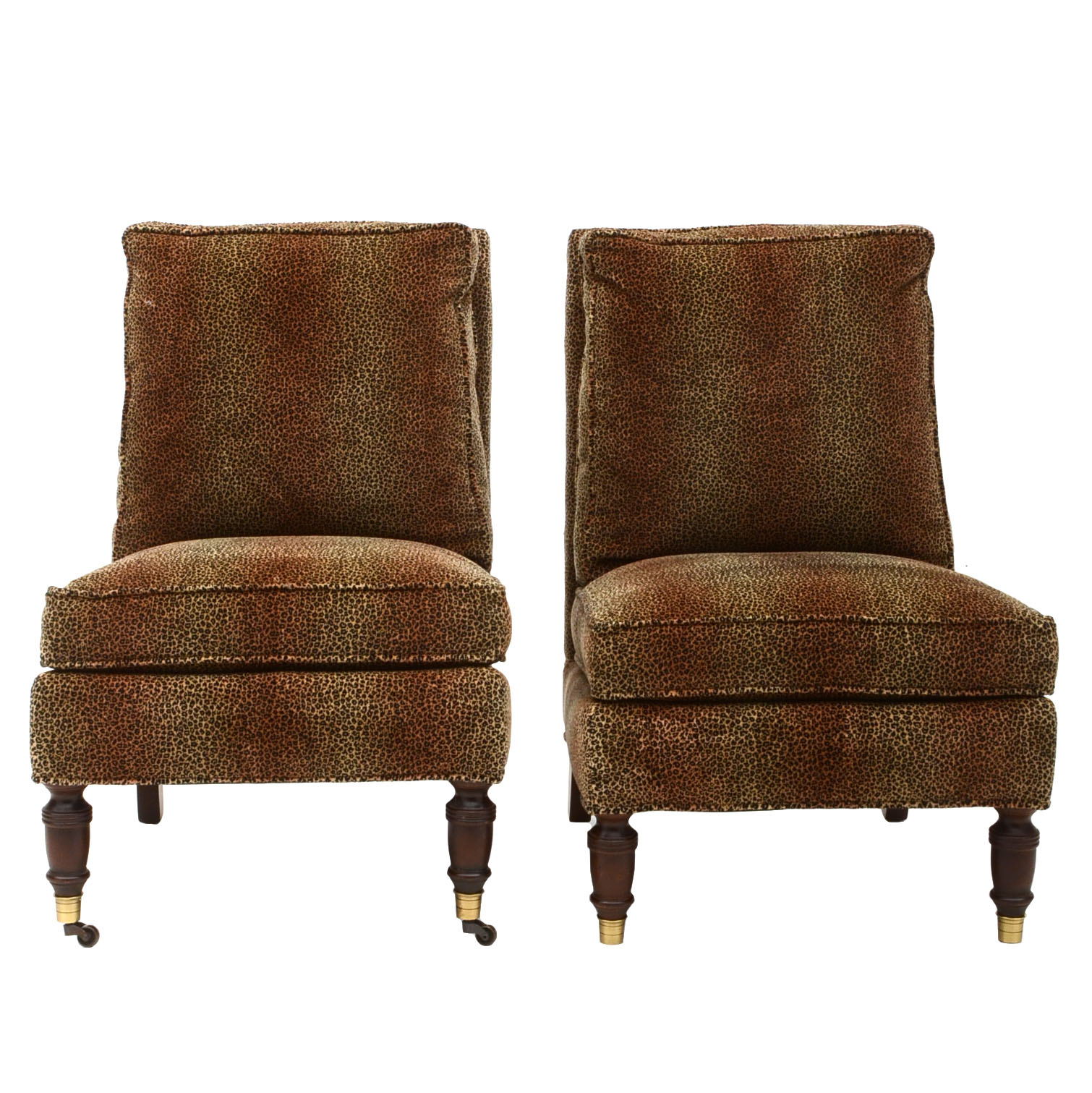 Pair of Leopard Print Upholstered Armless Side Chairs Susan had in Her Studio Dressing Room in Los Angeles