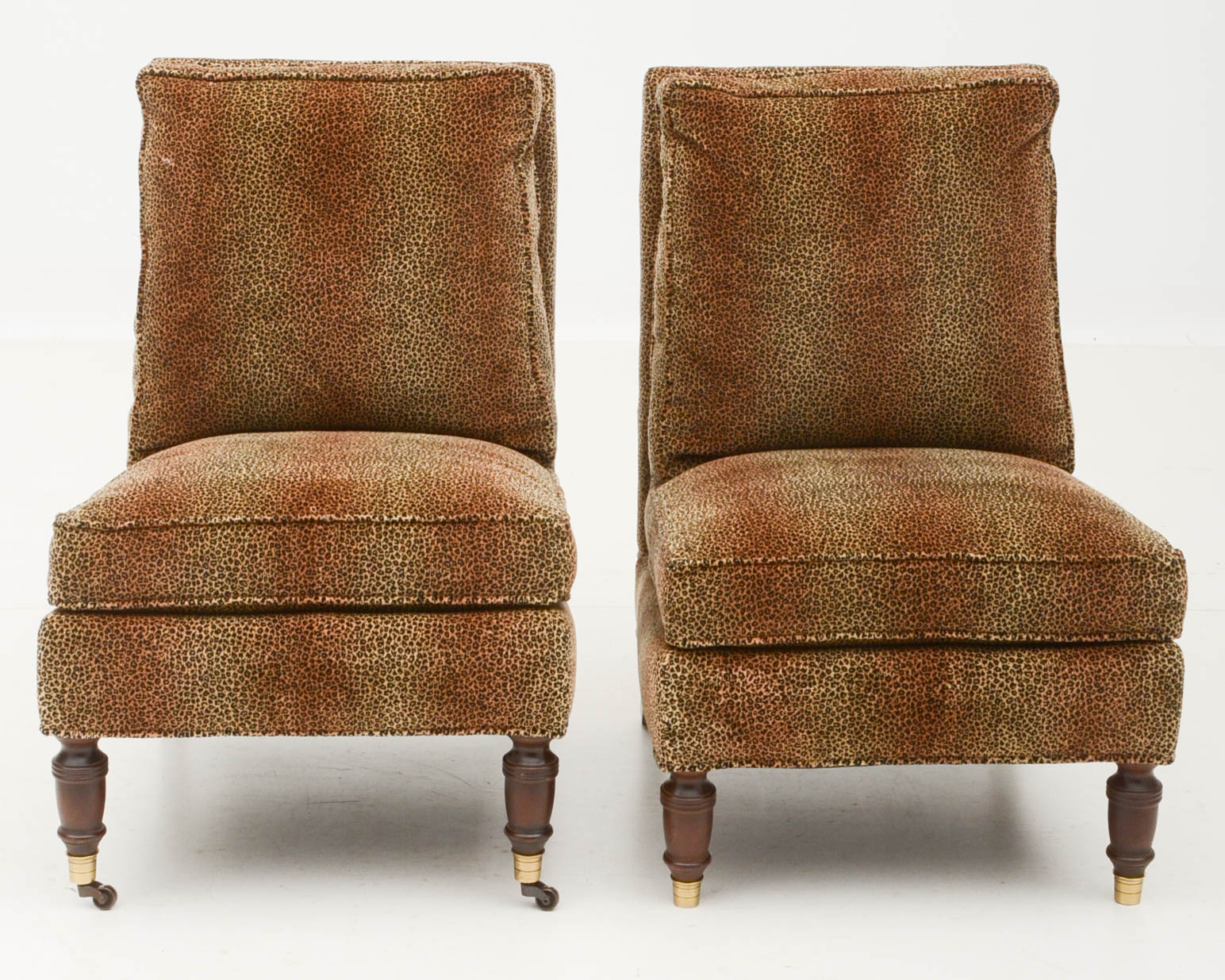 Pair of Leopard Print Upholstered Armless Side Chairs Susan had in Her Studio Dressing Room in Los Angeles