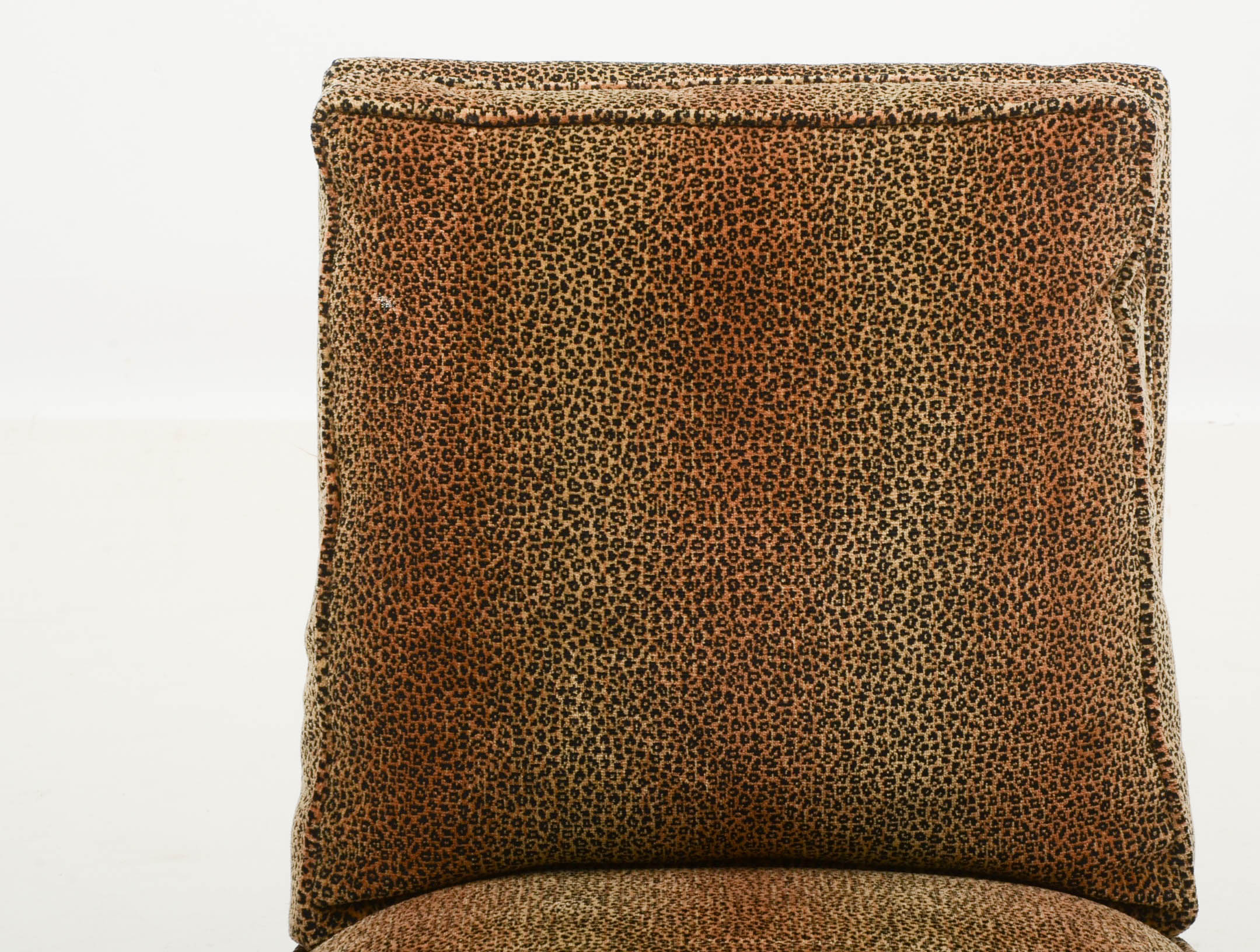Pair of Leopard Print Upholstered Armless Side Chairs Susan had in Her Studio Dressing Room in Los Angeles