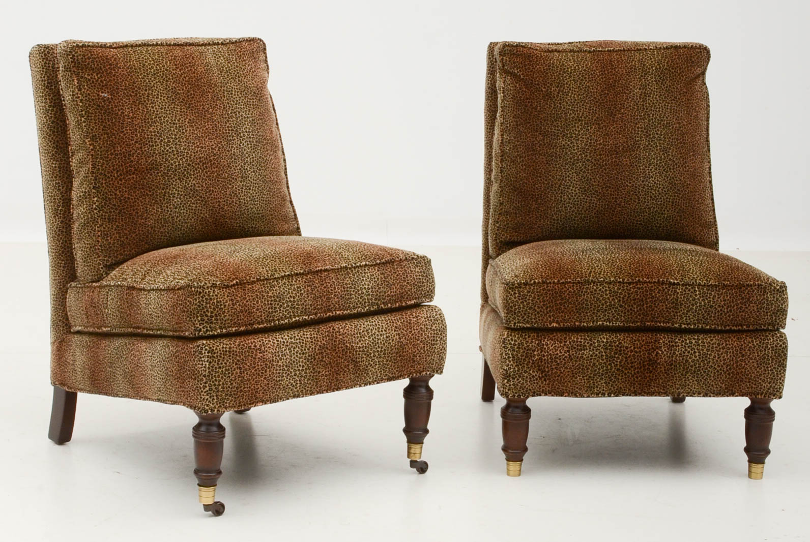 Pair of Leopard Print Upholstered Armless Side Chairs Susan had in Her Studio Dressing Room in Los Angeles