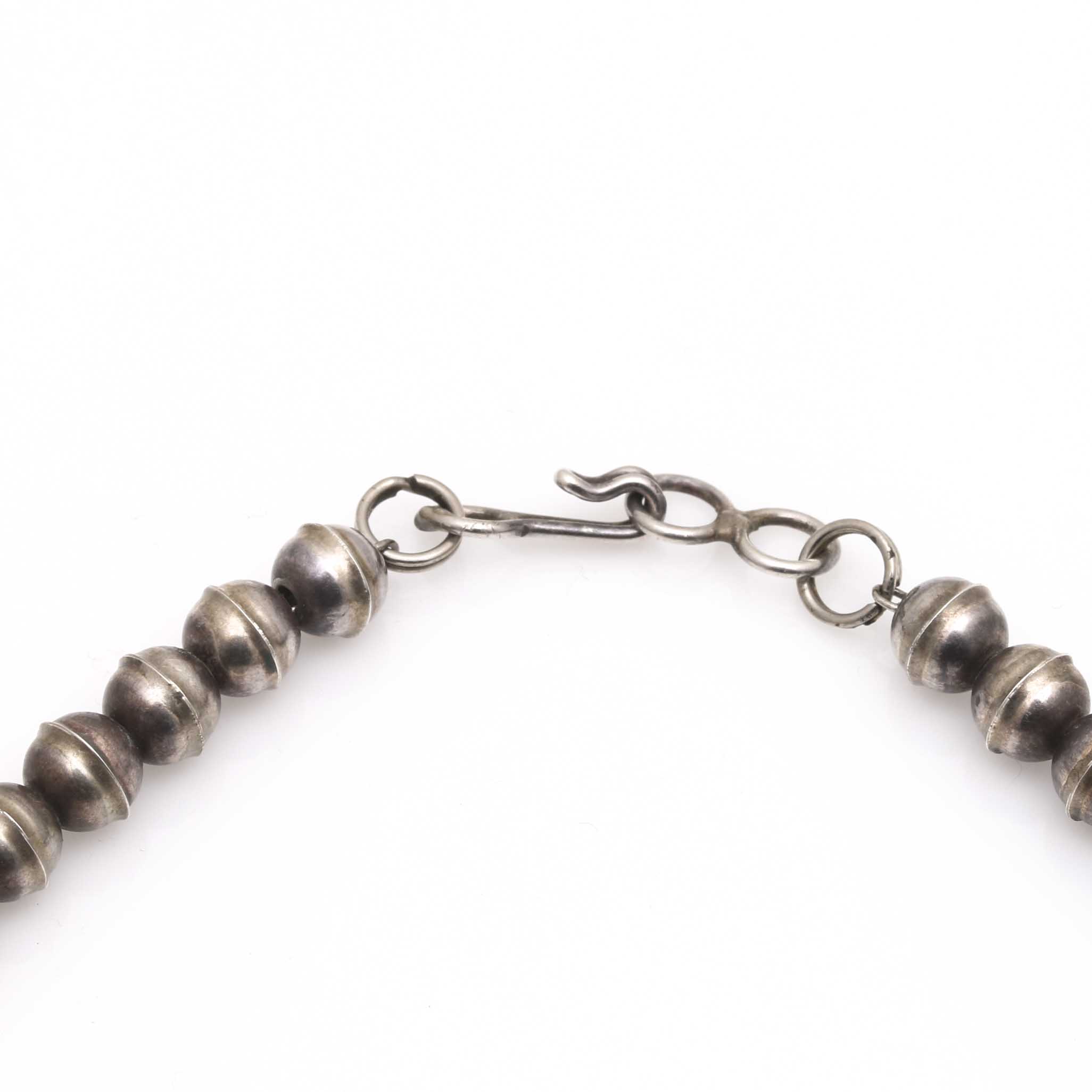 Paul J. Begay Sterling Silver Coral Navajo Squash Blossom Necklace