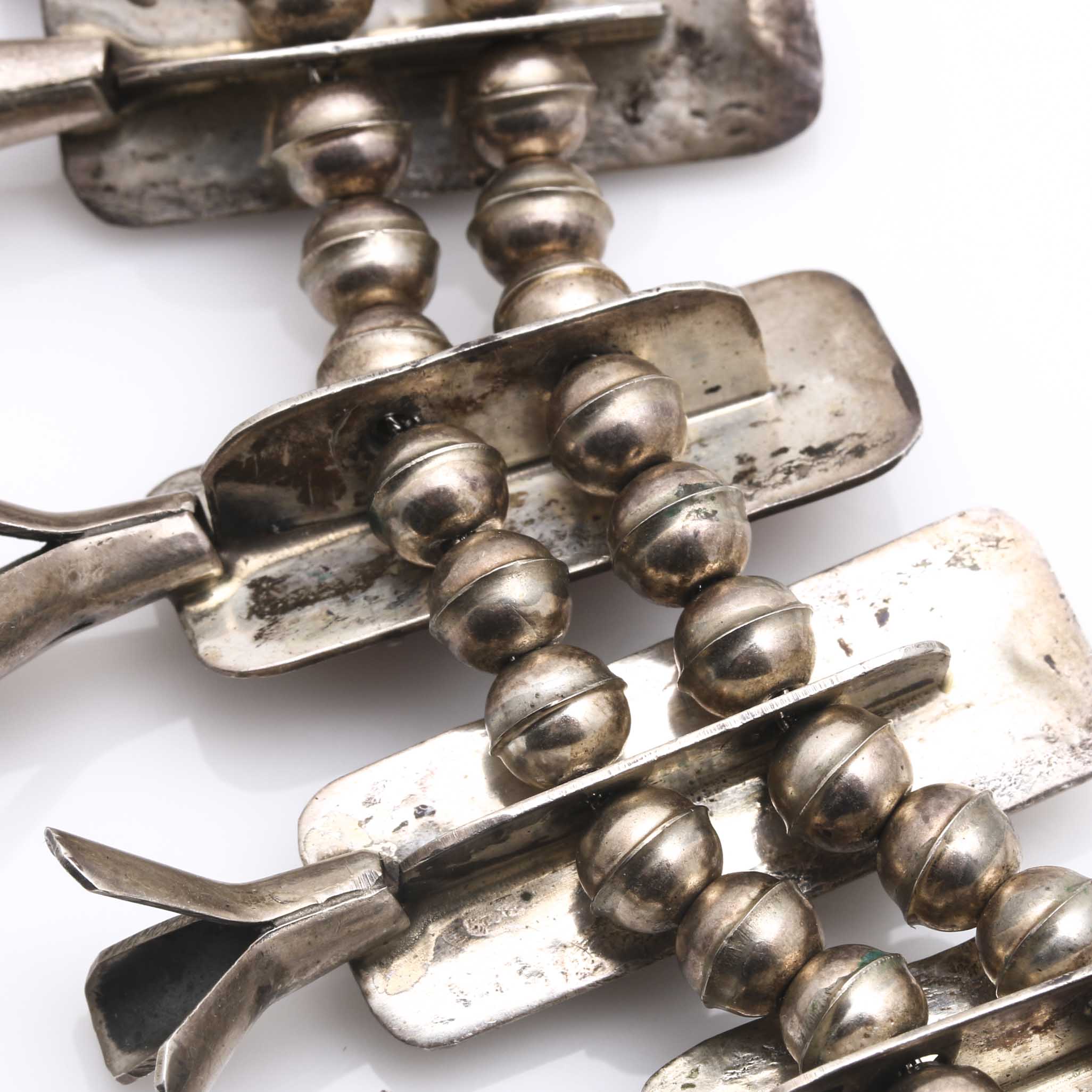 Paul J. Begay Sterling Silver Coral Navajo Squash Blossom Necklace