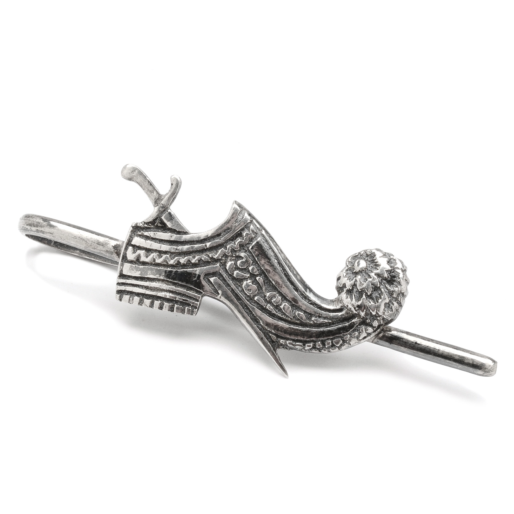Vintage 800 Silver Greek Tsarouhi Shoe Sword Dagger Tie Clip