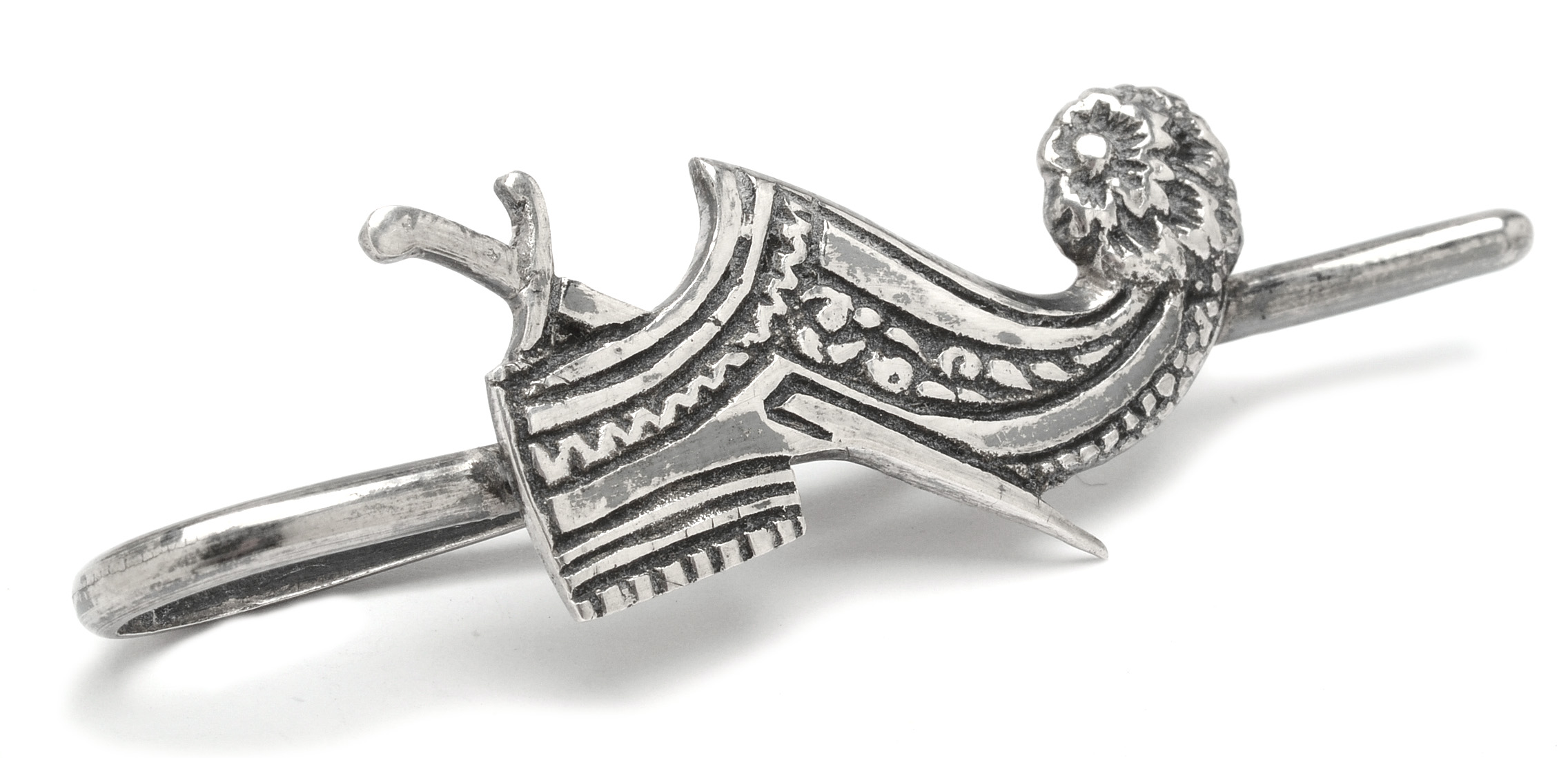 Vintage 800 Silver Greek Tsarouhi Shoe Sword Dagger Tie Clip