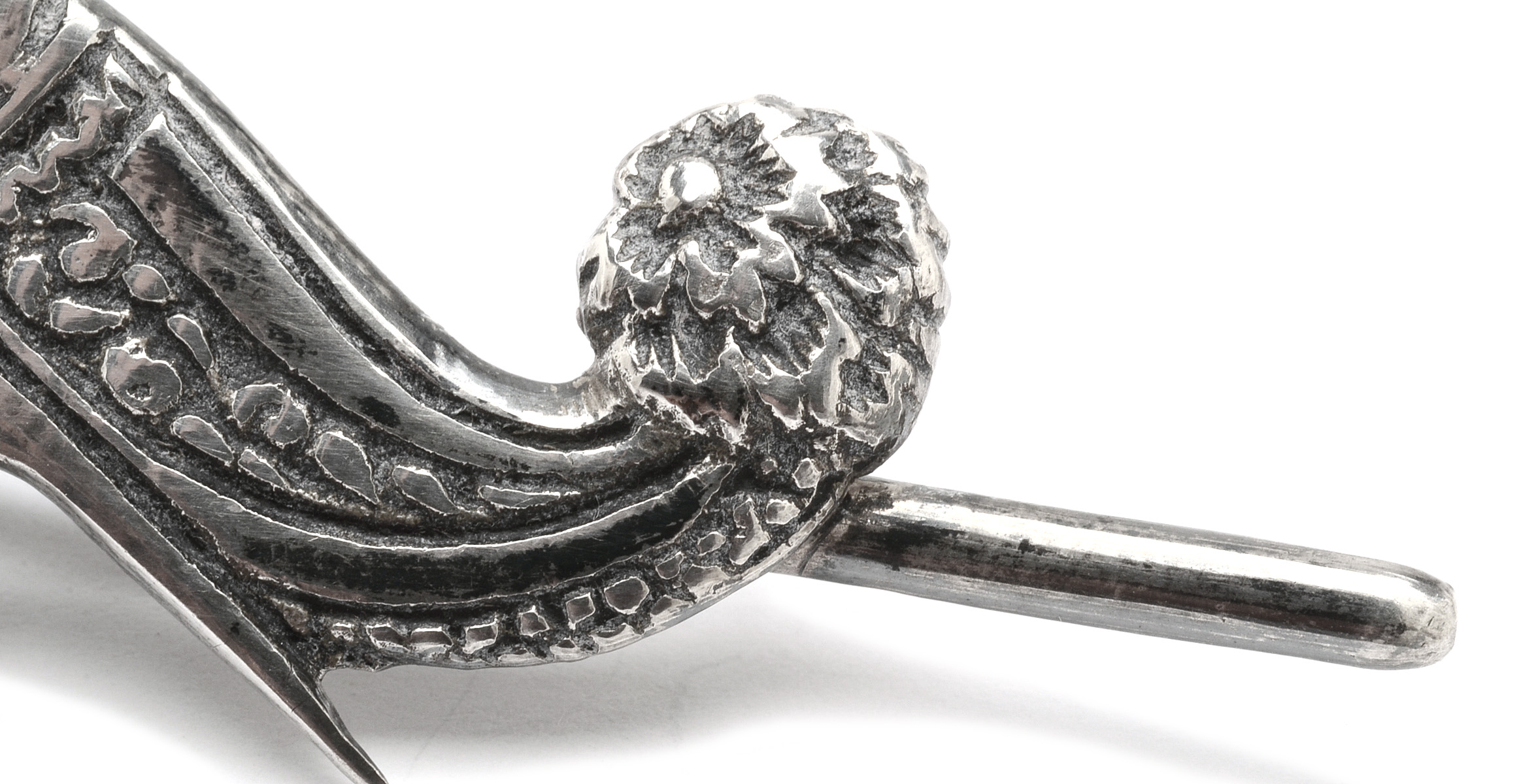 Vintage 800 Silver Greek Tsarouhi Shoe Sword Dagger Tie Clip