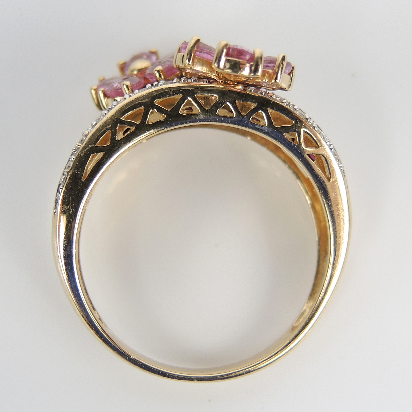 Meda 14K Gold Diamond Pink Sapphire and Ruby Ring