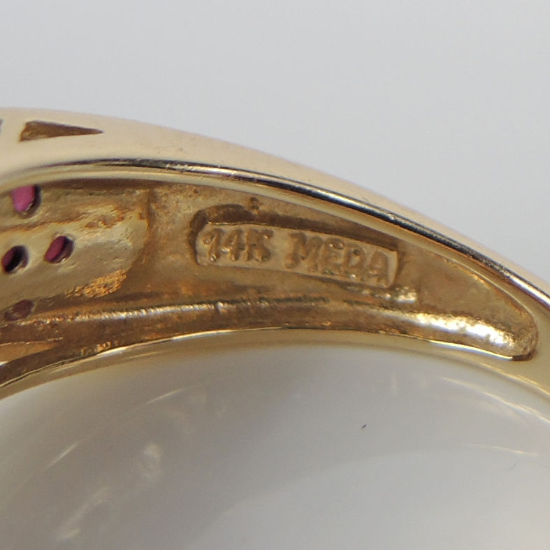 Meda 14K Gold Diamond Pink Sapphire and Ruby Ring