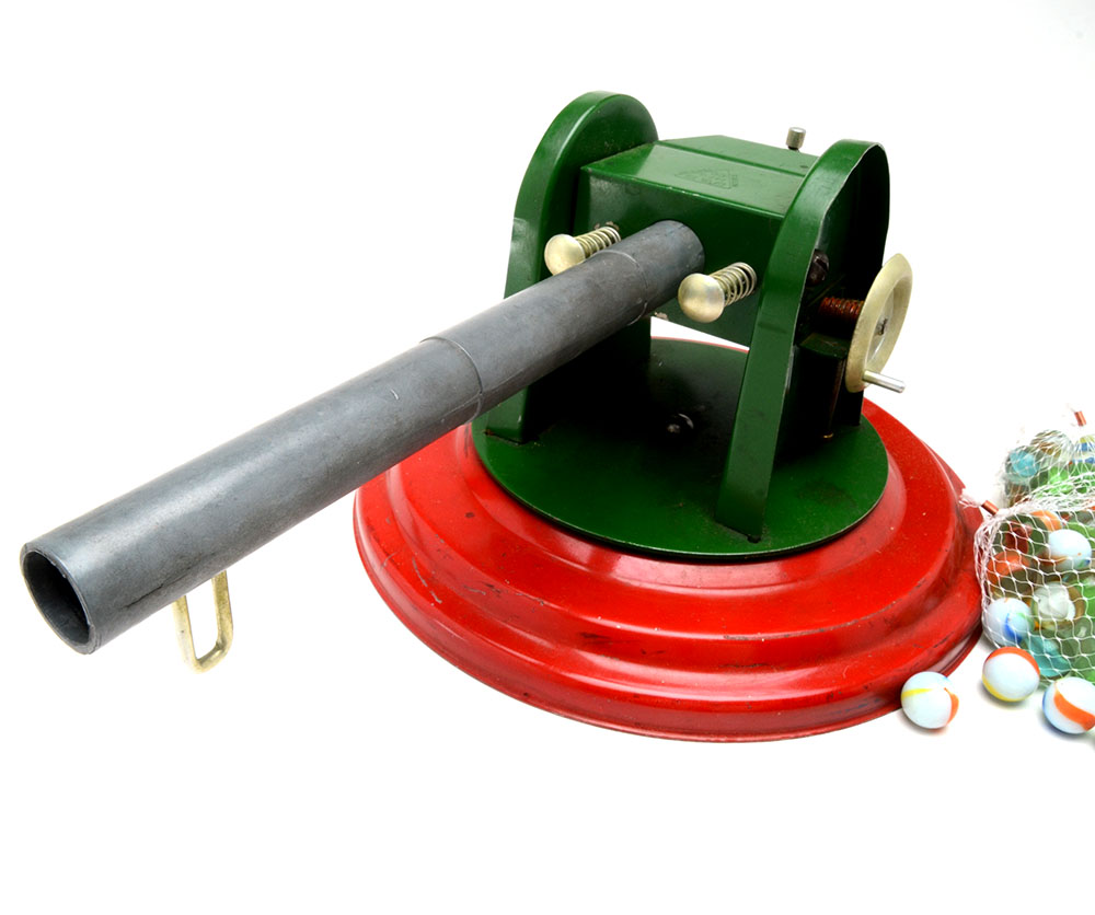 Vintage B & B Co. Steel Marble Cannon Toy