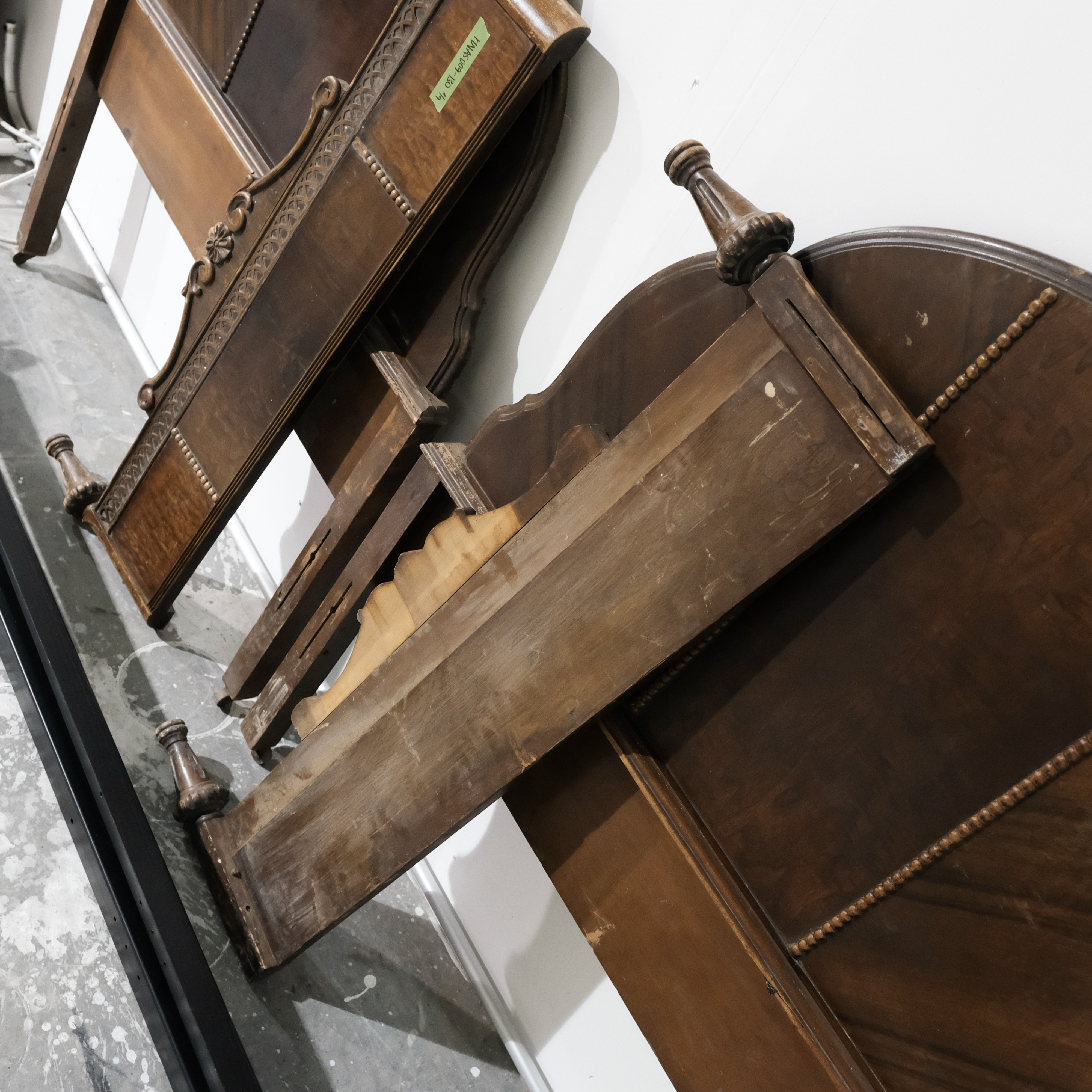 Circa 1930s Jacobean Style Twin Size Bed Frames