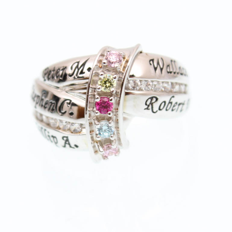 Sterling Silver Cubic Zirconia Mother's Ring