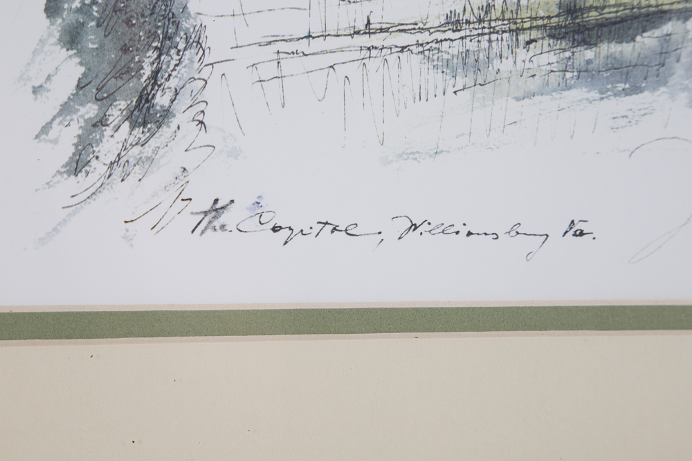 After John Haymson Offset Lithograph "The Capital, Williamsburg Va."