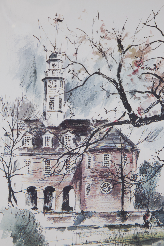 After John Haymson Offset Lithograph "The Capital, Williamsburg Va."