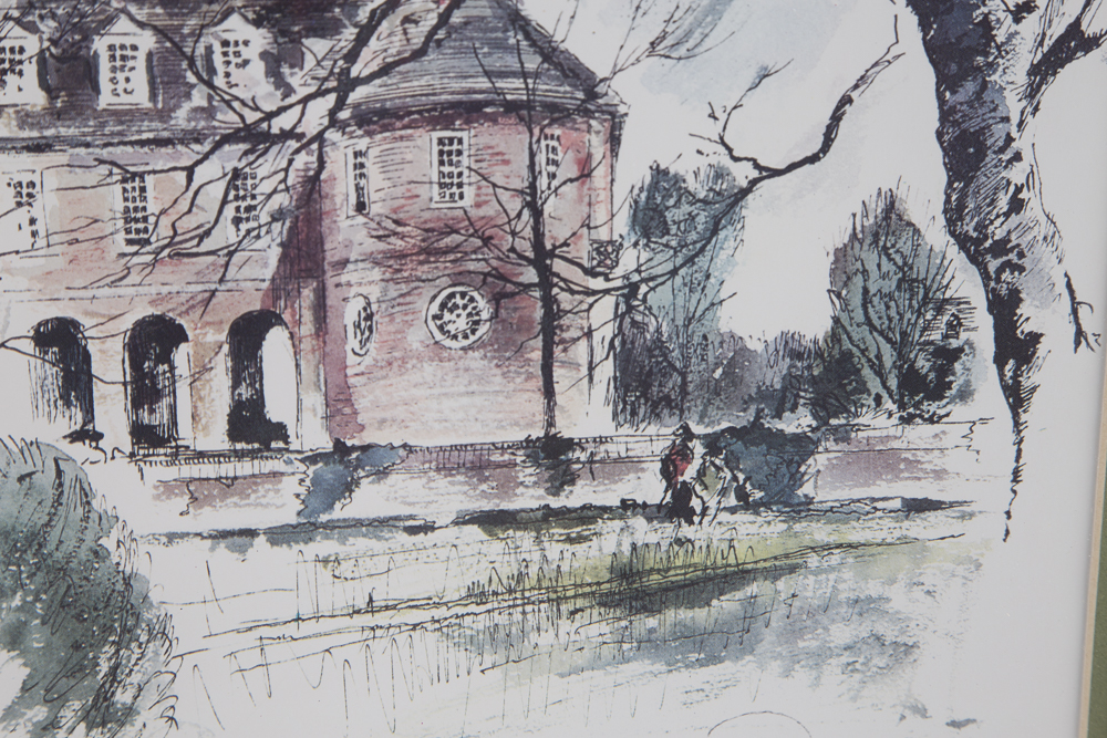 After John Haymson Offset Lithograph "The Capital, Williamsburg Va."