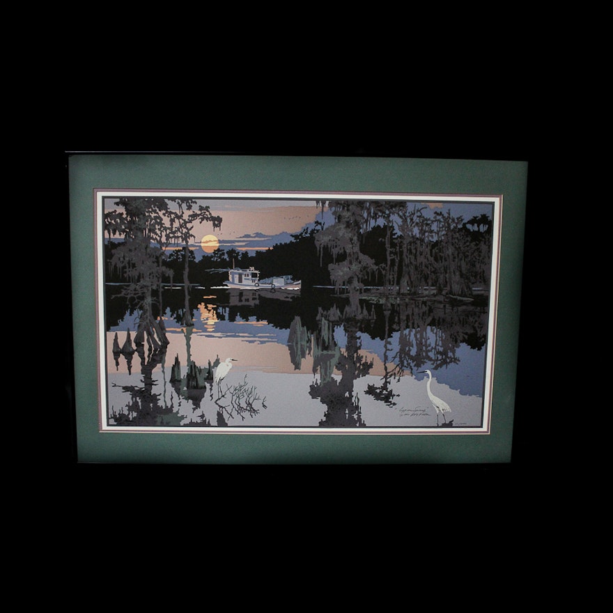 Limited Edition Signed "Cypress Swamp" Serigraph by Ron Picou