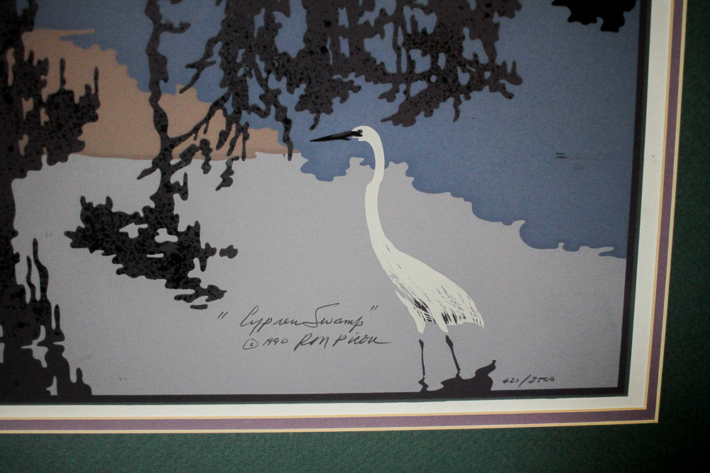 Limited Edition Signed "Cypress Swamp" Serigraph by Ron Picou