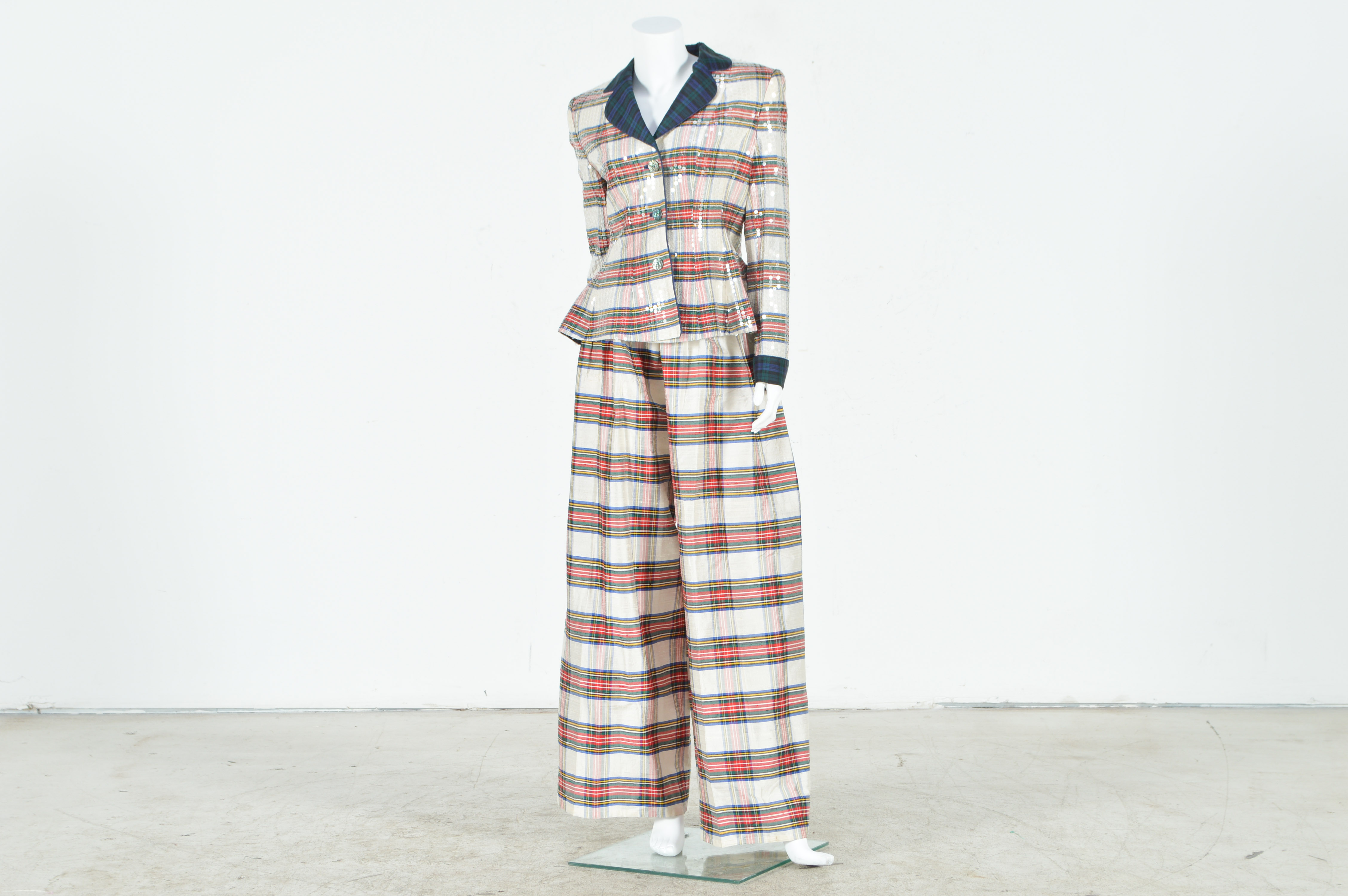 Pam McMahon Couture Two Piece Duponi Silk Evening Pants Suit