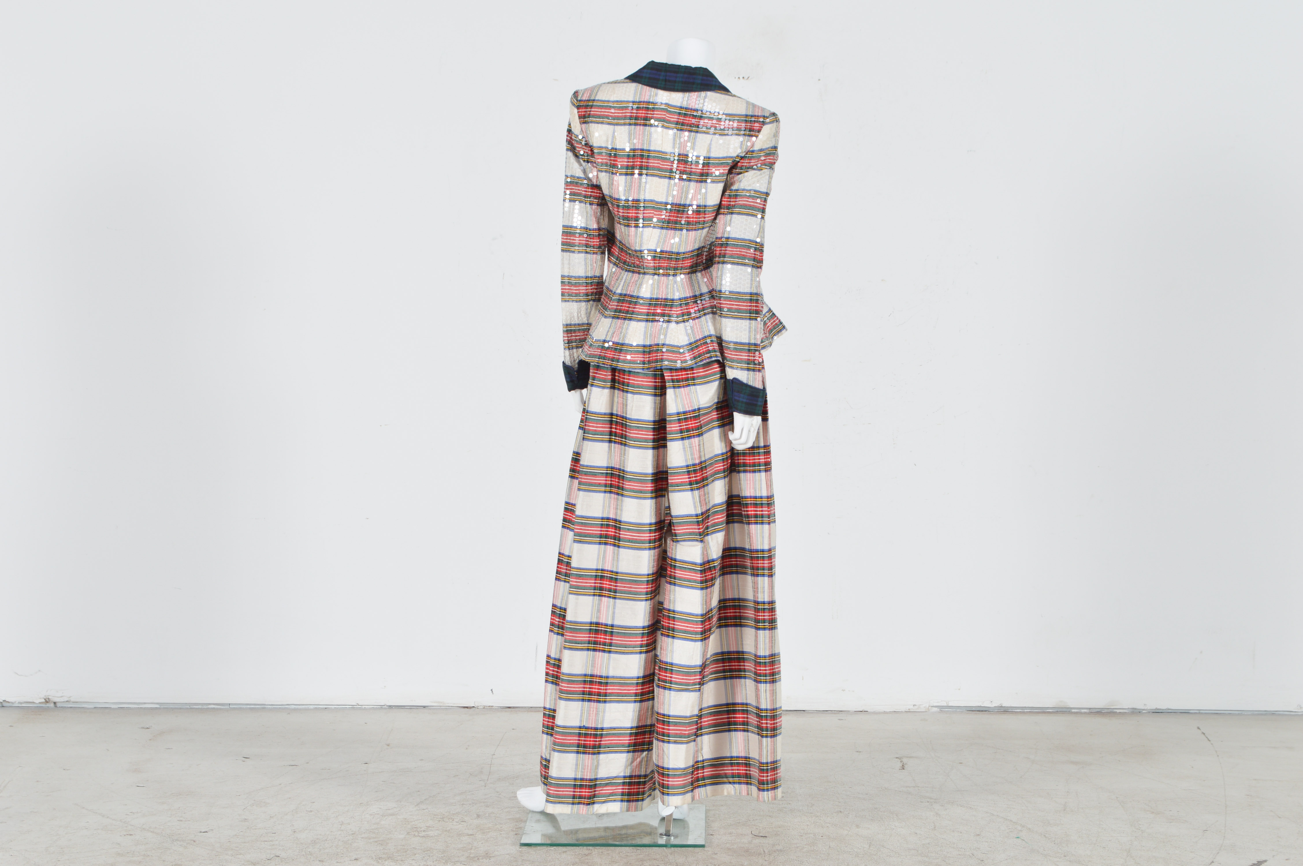 Pam McMahon Couture Two Piece Duponi Silk Evening Pants Suit