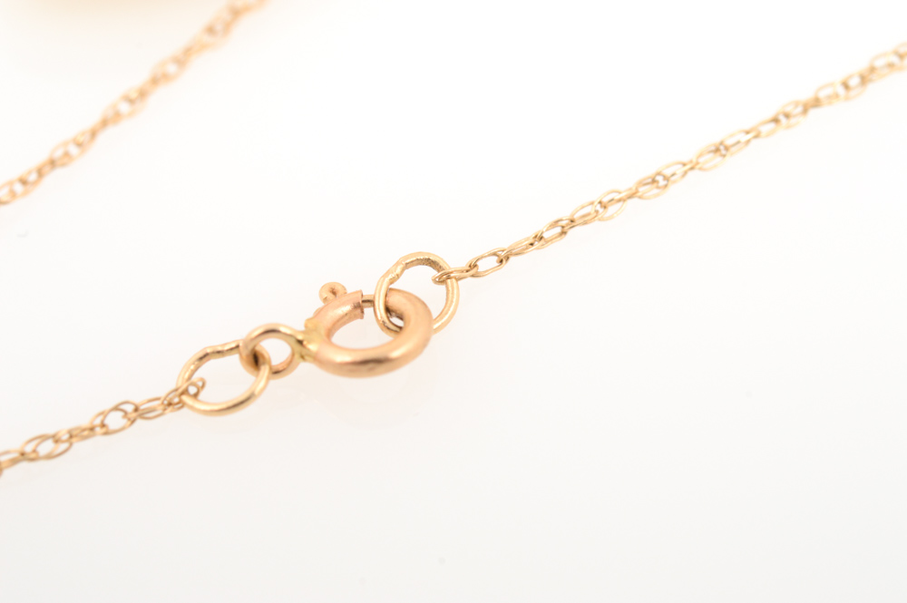 14K Yellow Gold and Diamond Heart Locket and Chain