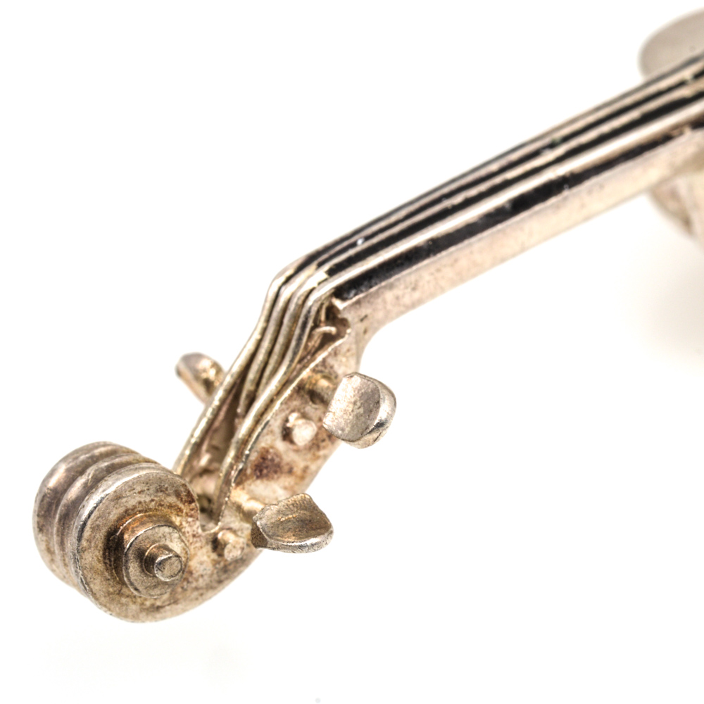 Sterling Silver Violin Brooch