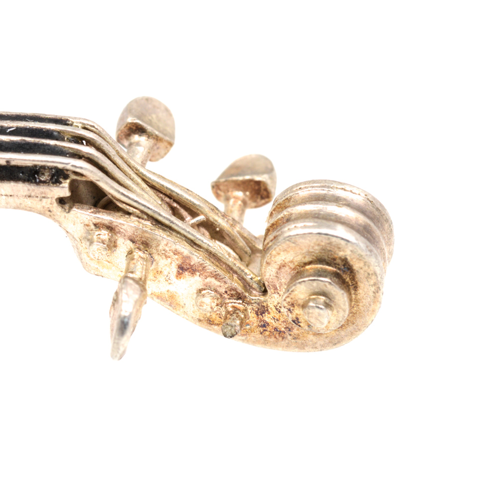 Sterling Silver Violin Brooch