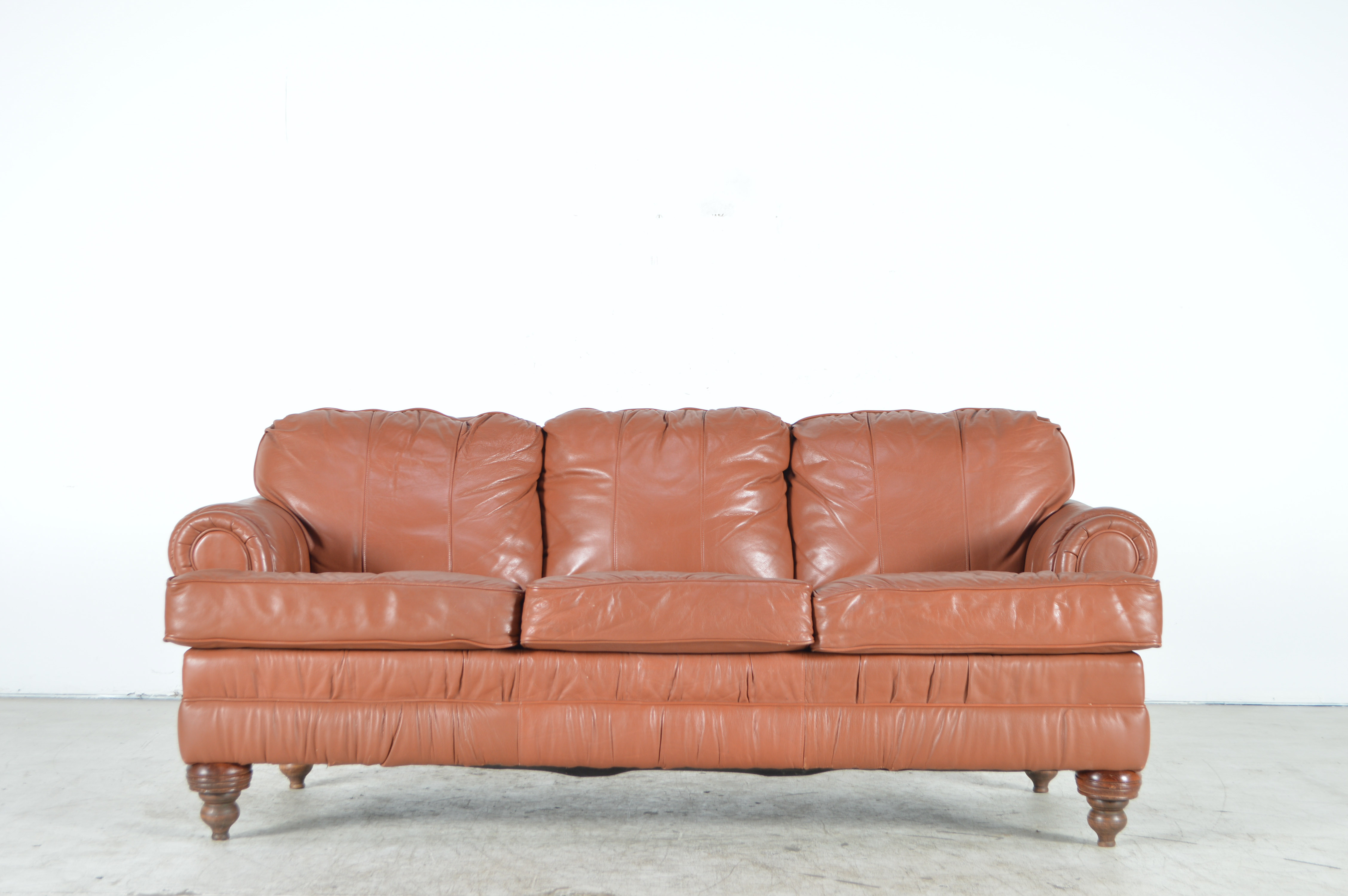 Saddle Tan Leather Sofa