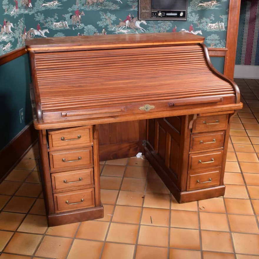 Antique Mahogany Roll Top Desk by the Gunn Furniture Company