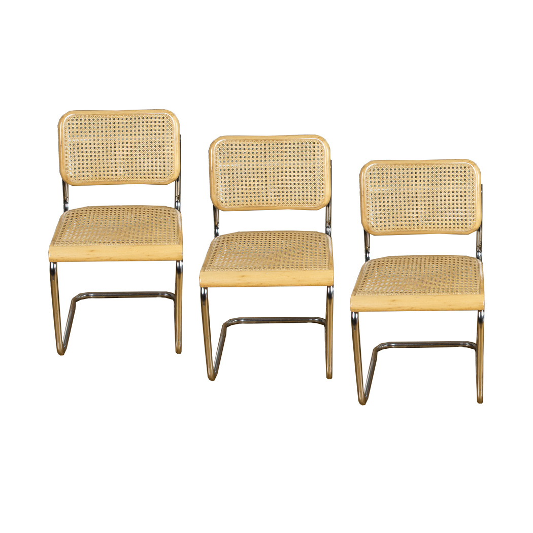 "Cesca" Caned Cantilever Dining Chairs After Marcel Breuer