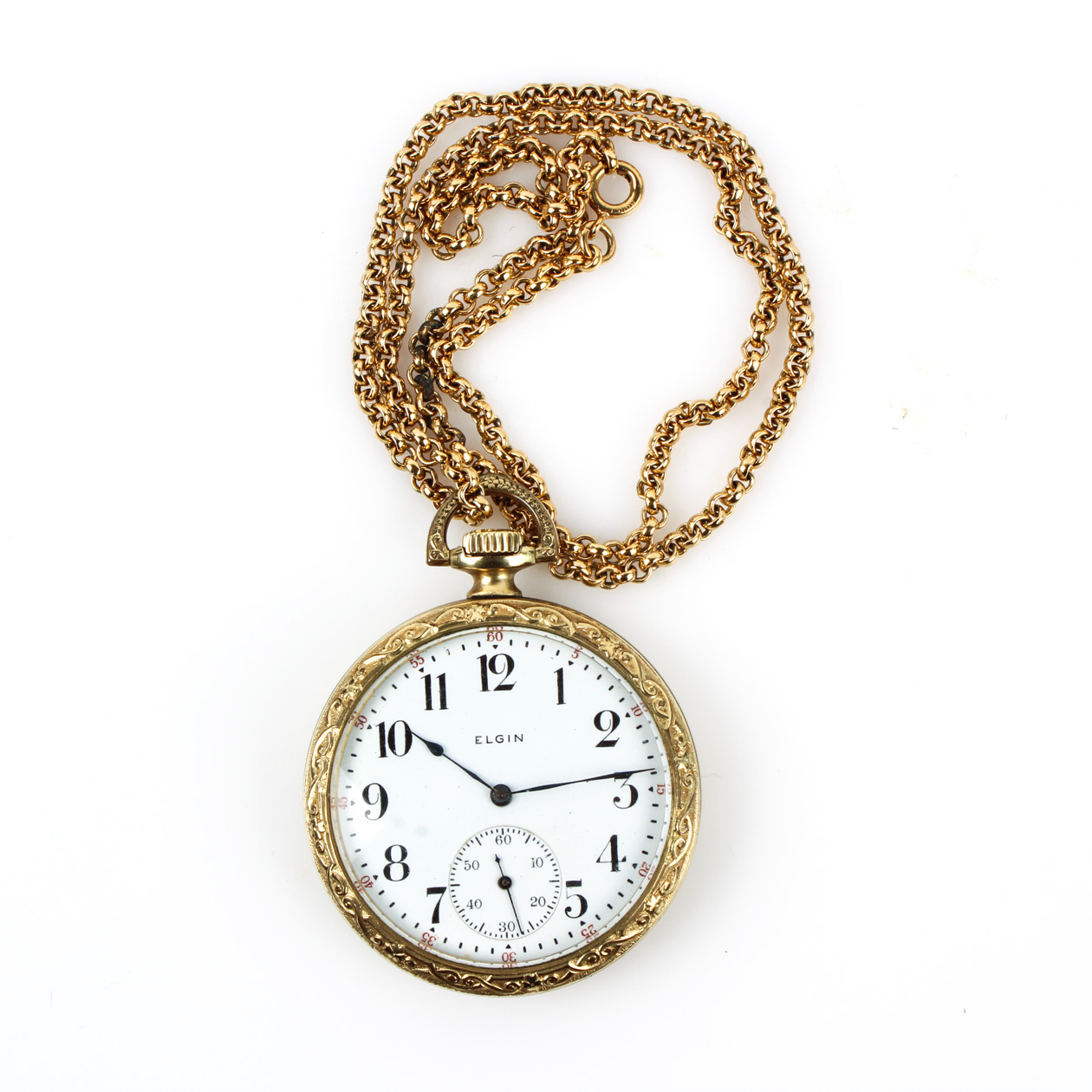 Antique Elgin Gold Filled Pocket Watch with Monet Chain