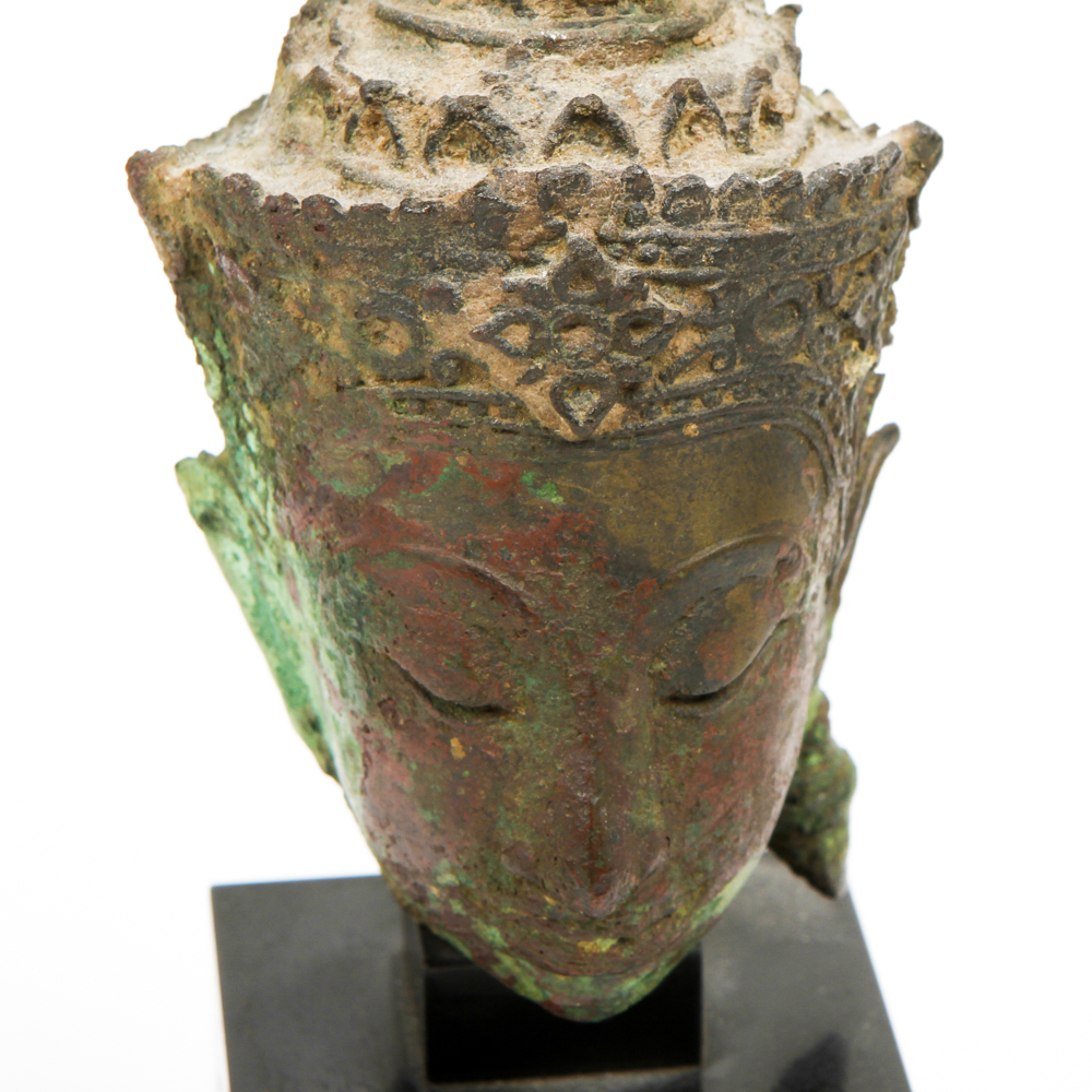 Antique Bronze Buddha Head Statue